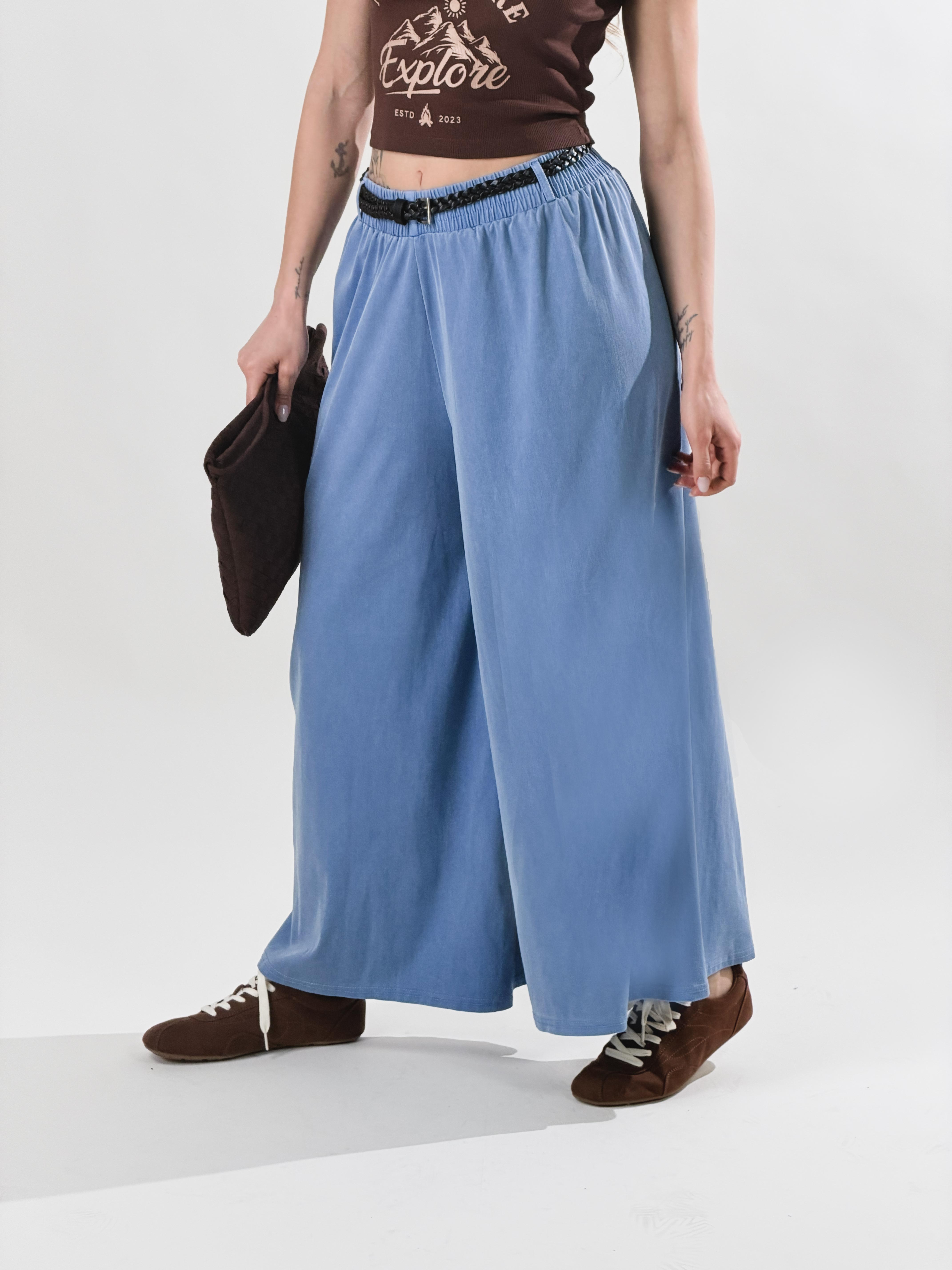 Pantalone Samurai effetto denim|Colore:Celeste