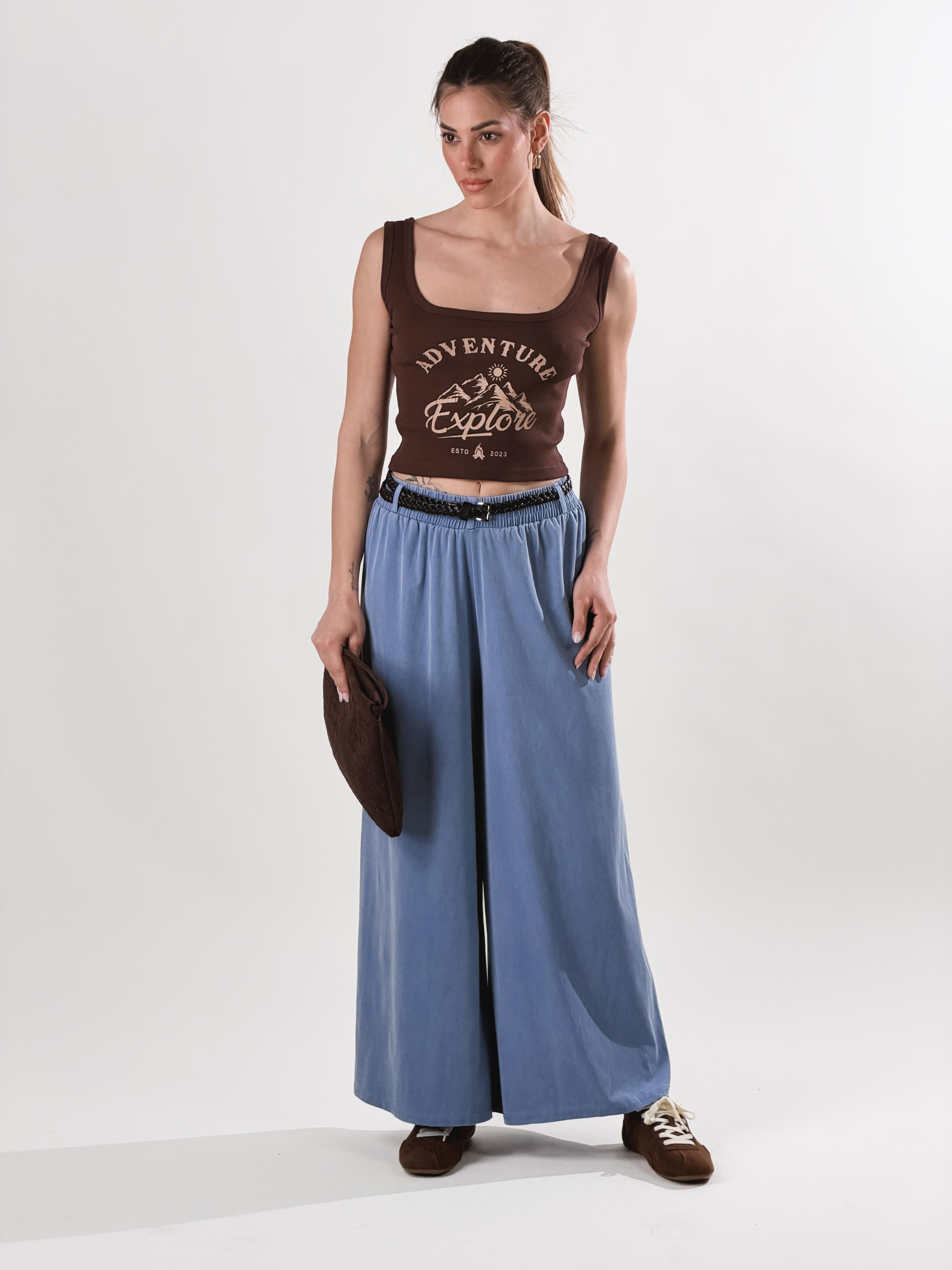 Pantalone Samurai effetto denim|Colore:Celeste
