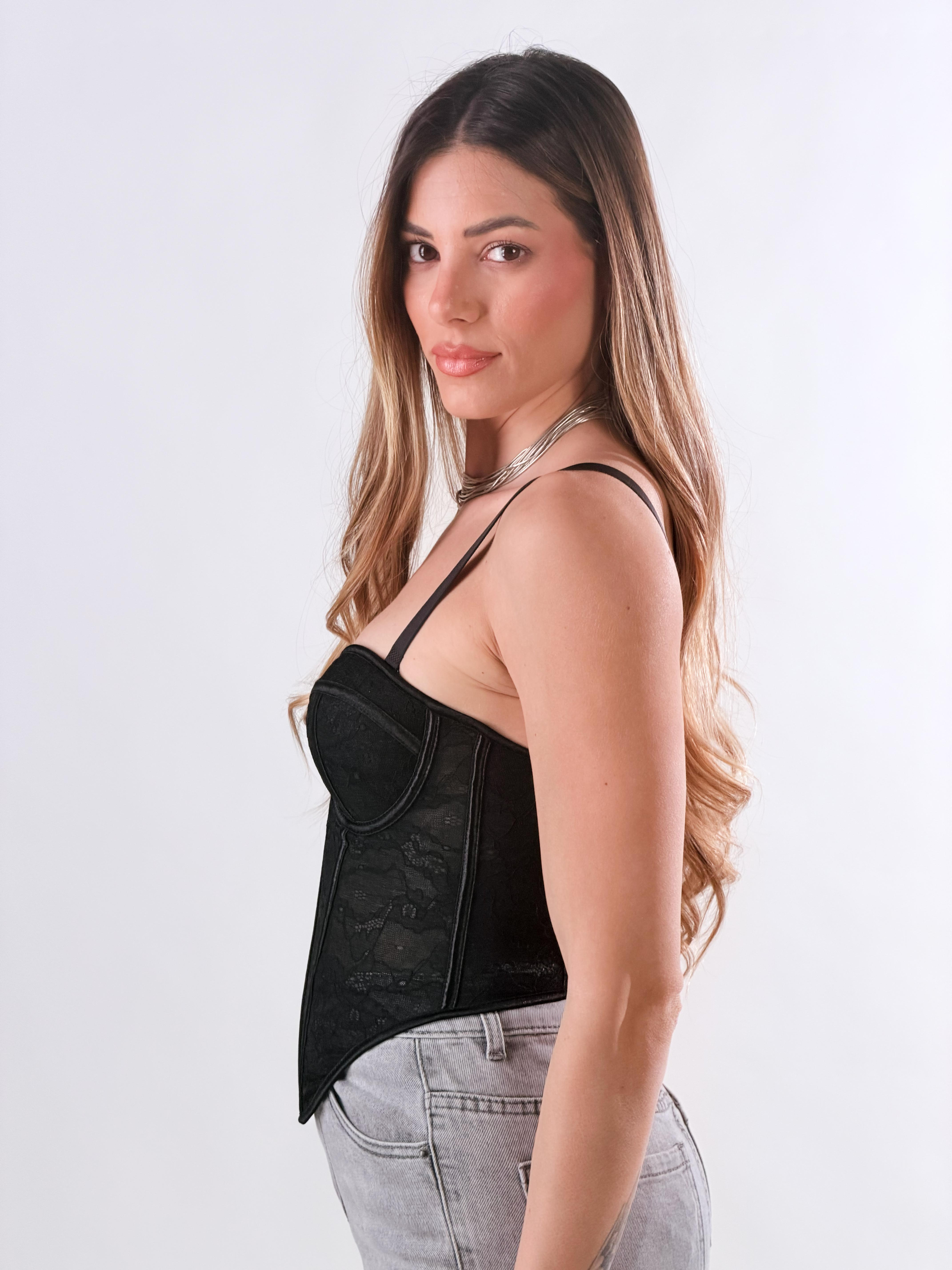 Top Bralette Pizzo|Colore:Nero