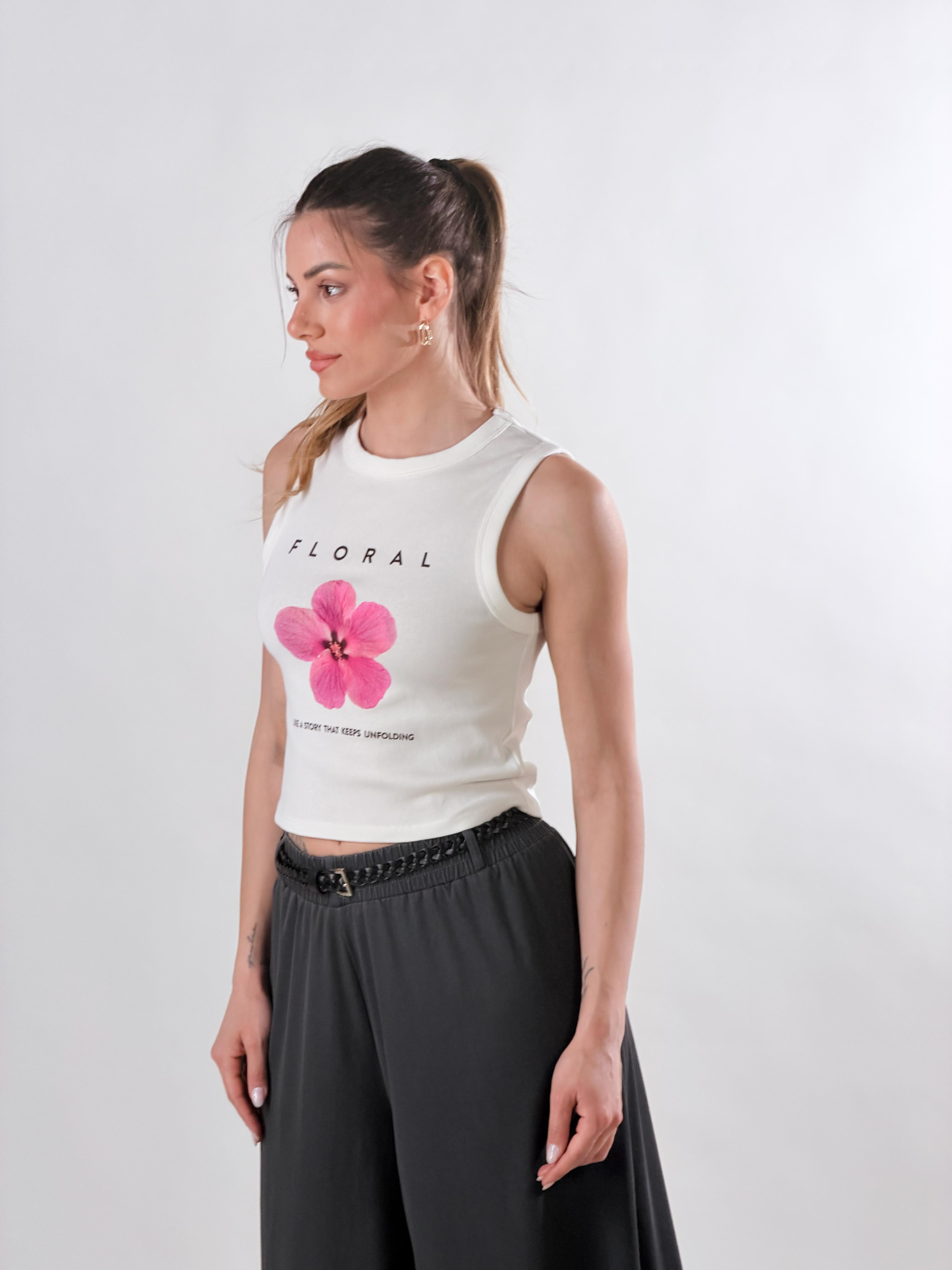 top Floral like a story|Colore:Bianco latte