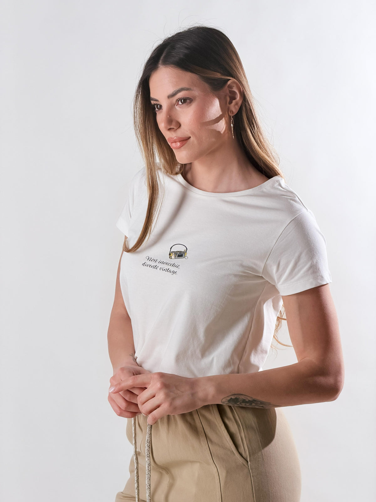 T-Shirt Stereo Vintage |Colore:Bianco latte