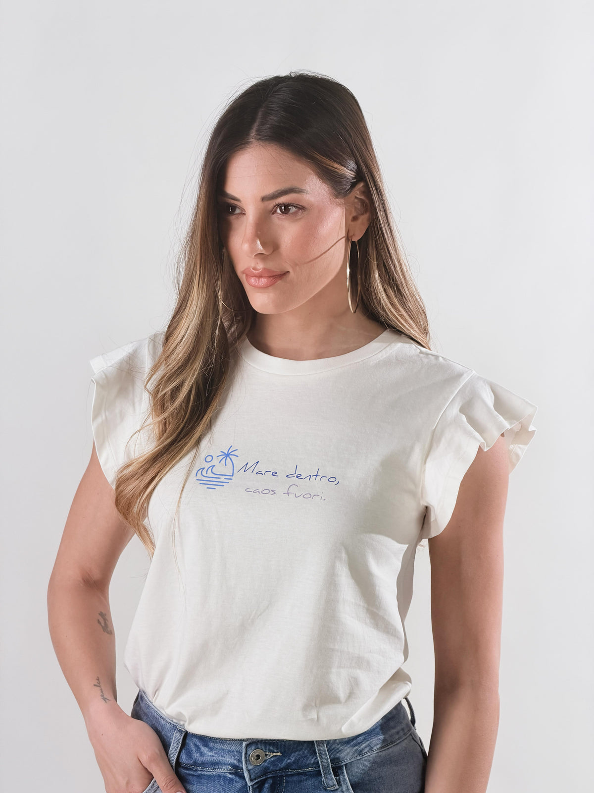 T-Shirt caos dentro|Colore:Bianco latte