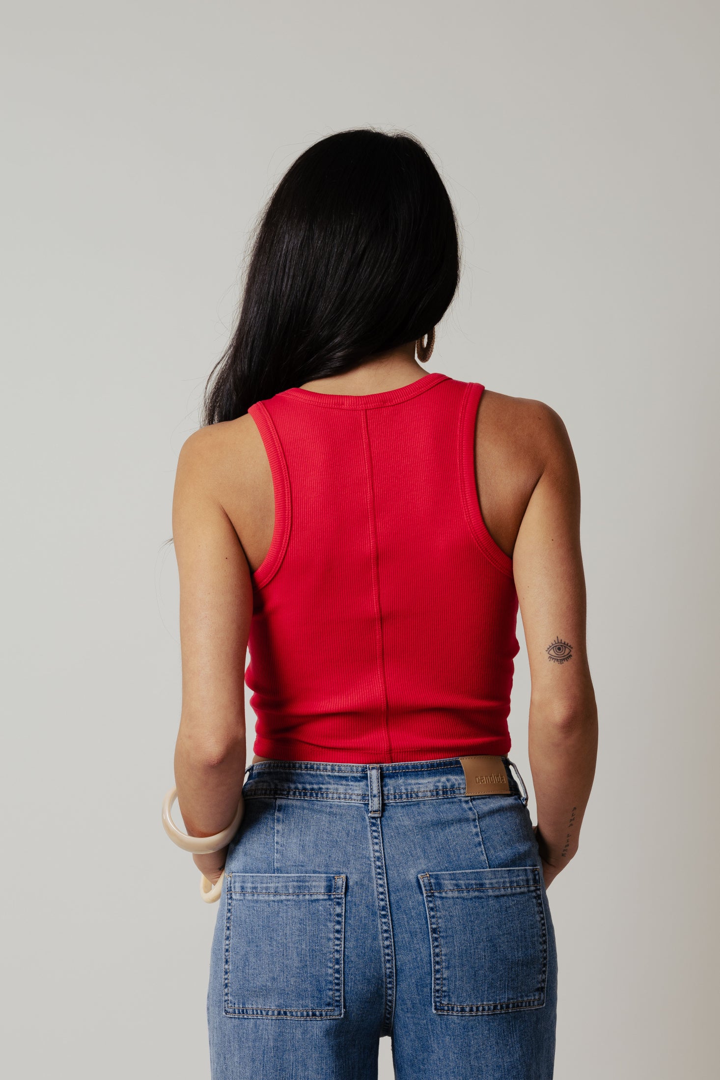 Canotta costina crop|Colore:Rosso tomato