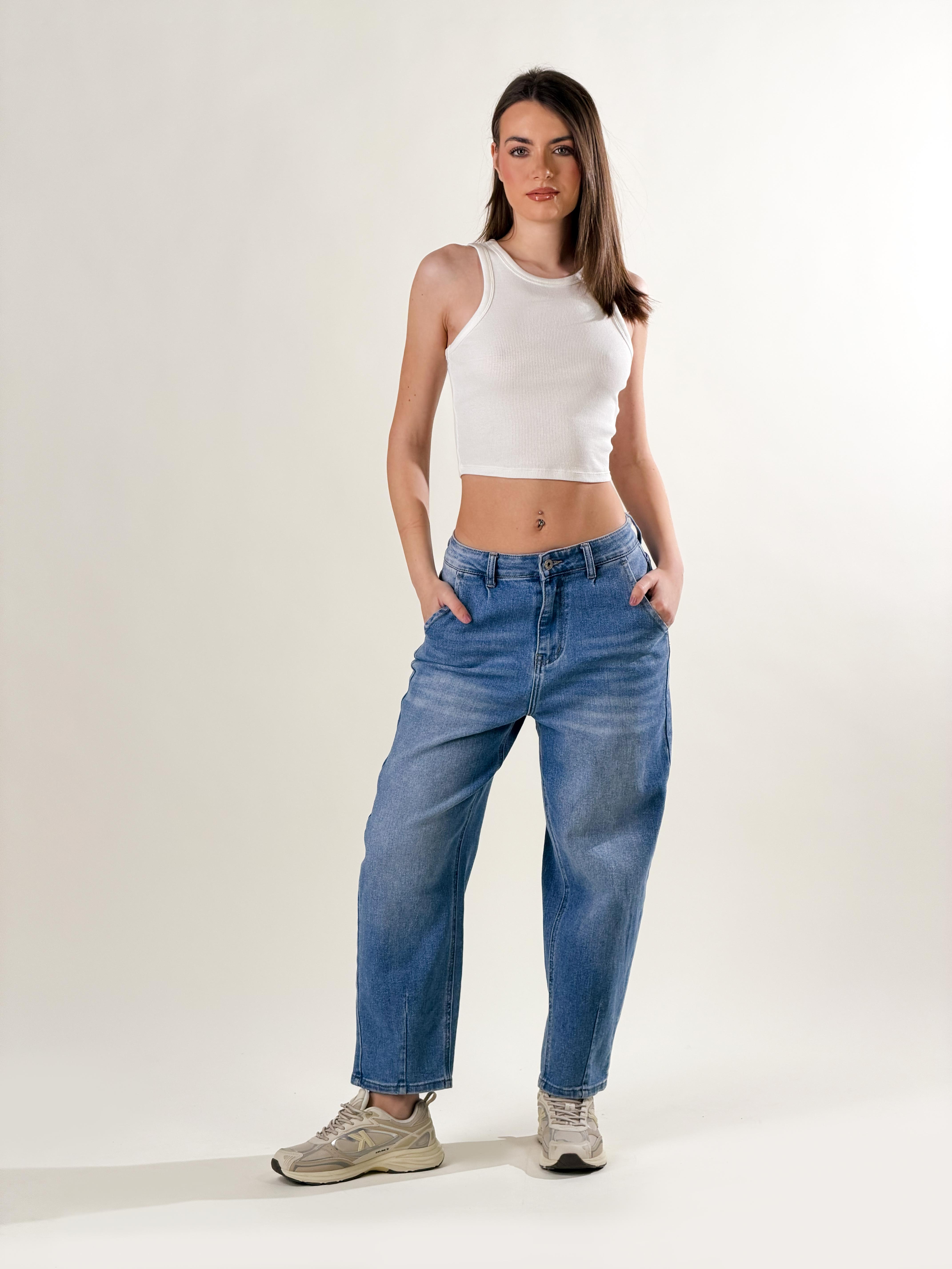 Jeans Mom Fit|Colore:Blu medio