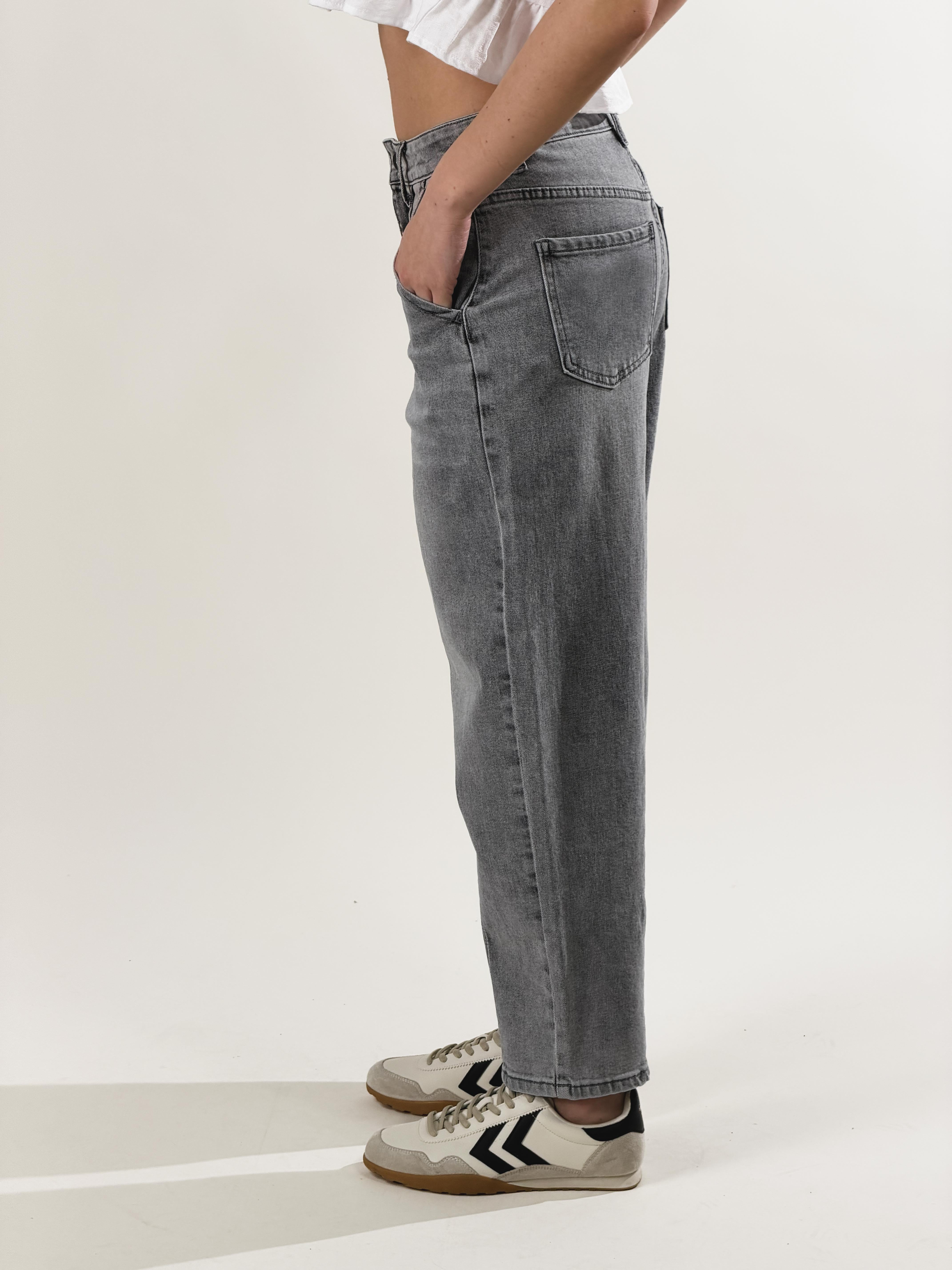 Jeans Mom Fit|Colore:Grigio chiaro