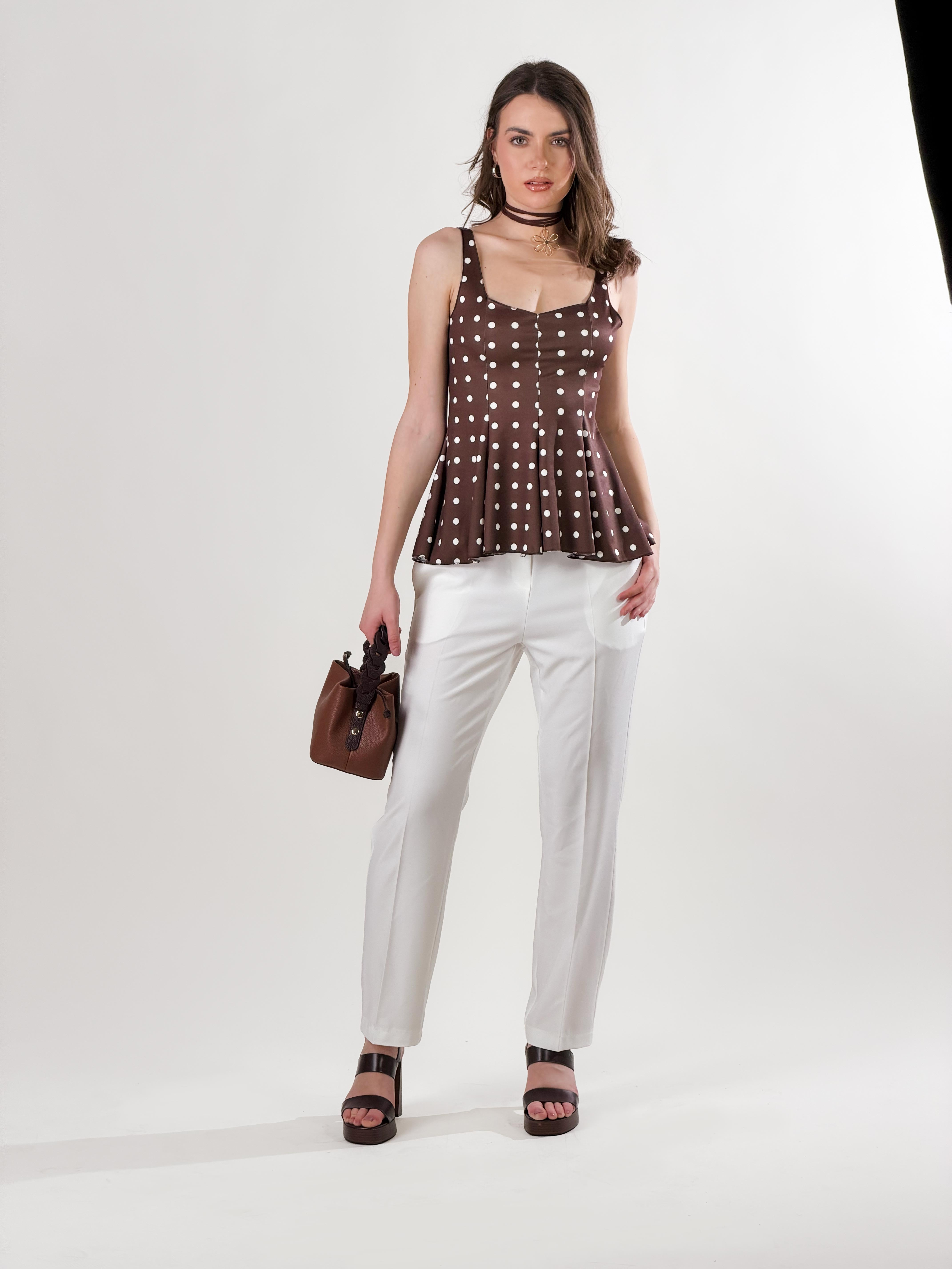 Top Principessa a pois |Colore:Marrone