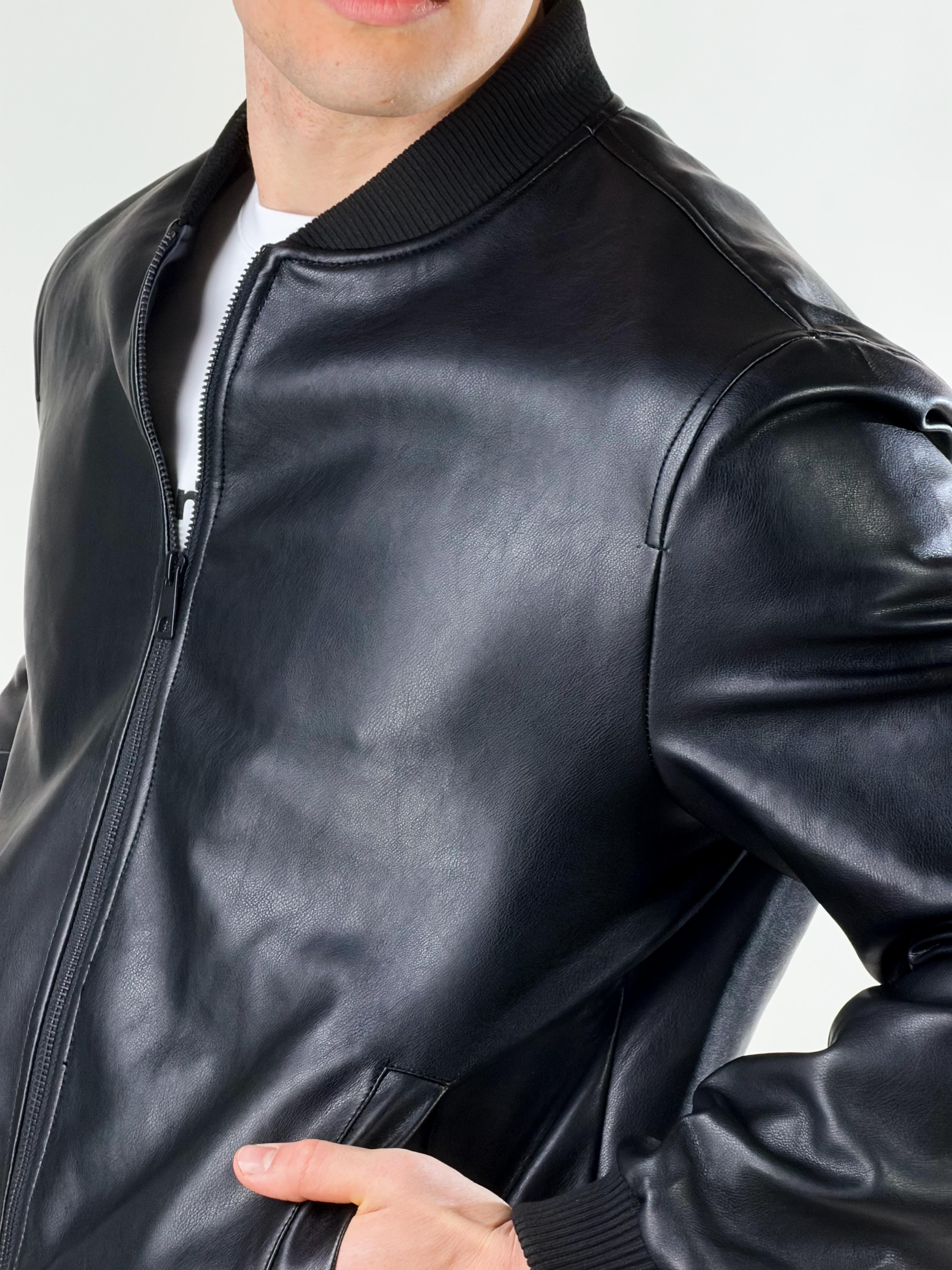 Bomber effetto pelle|Colore:Nero