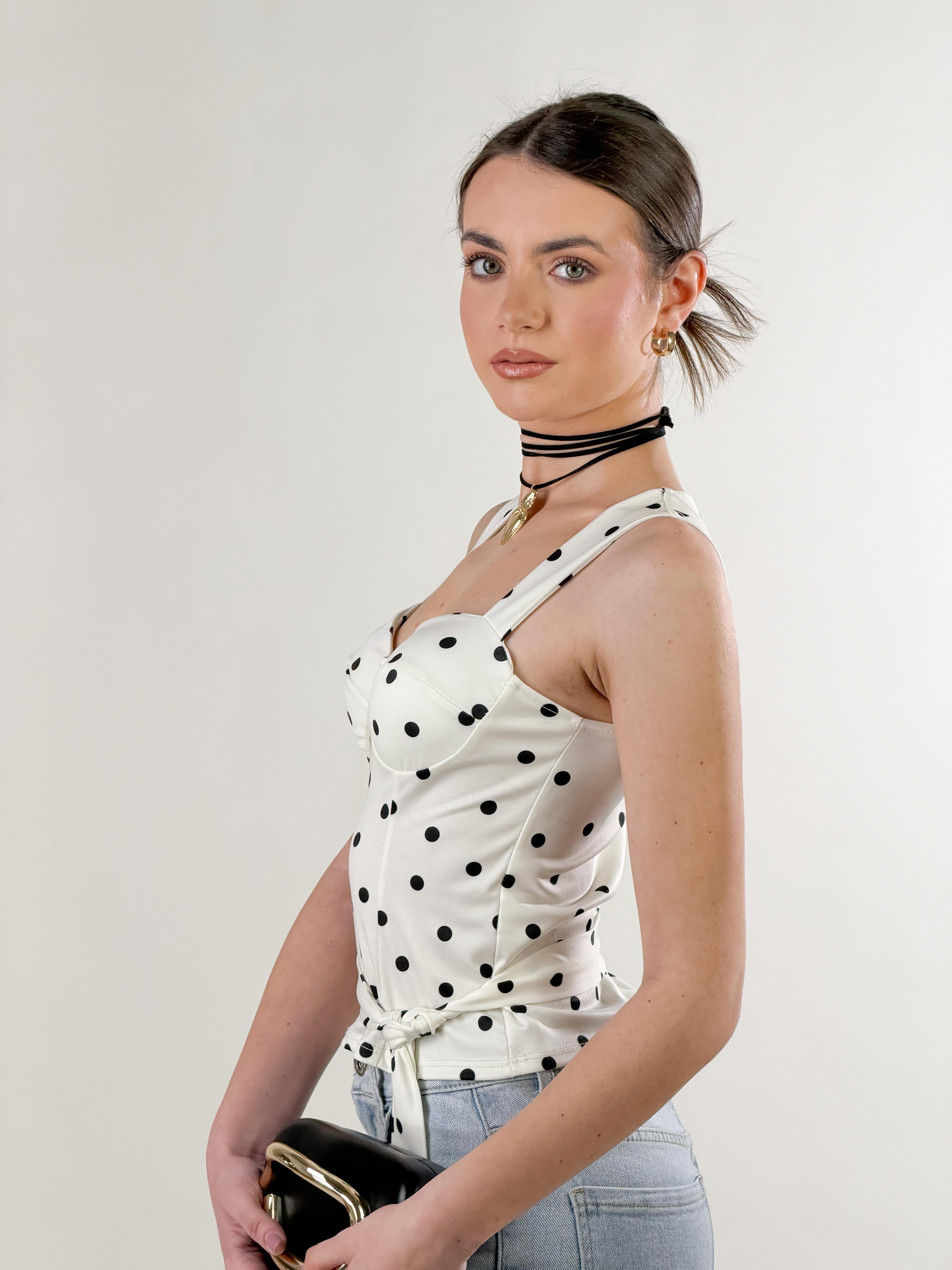 Top Bustier Pois|Colore:Bianco