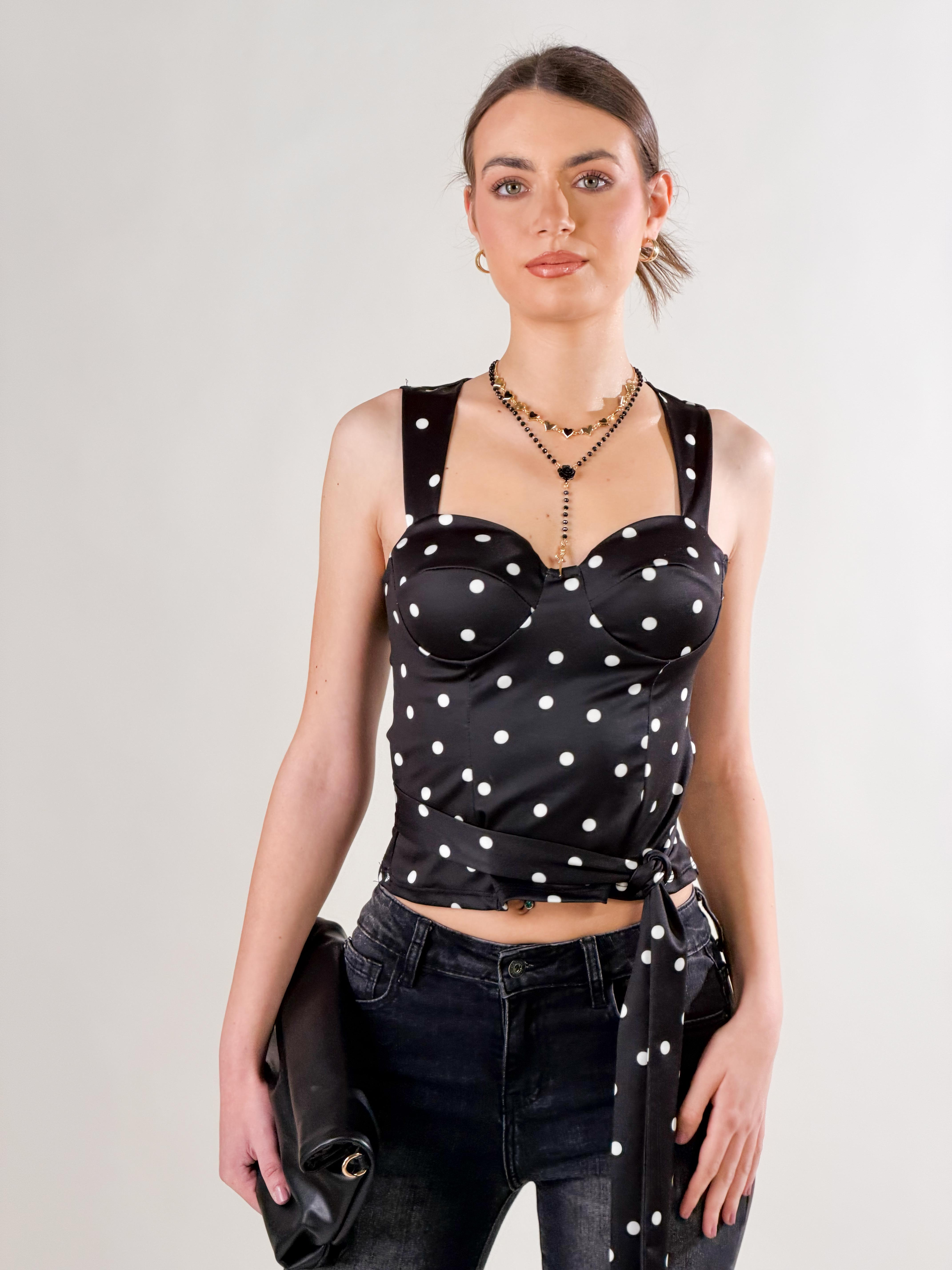 Top Bustier Pois|Colore:Nero