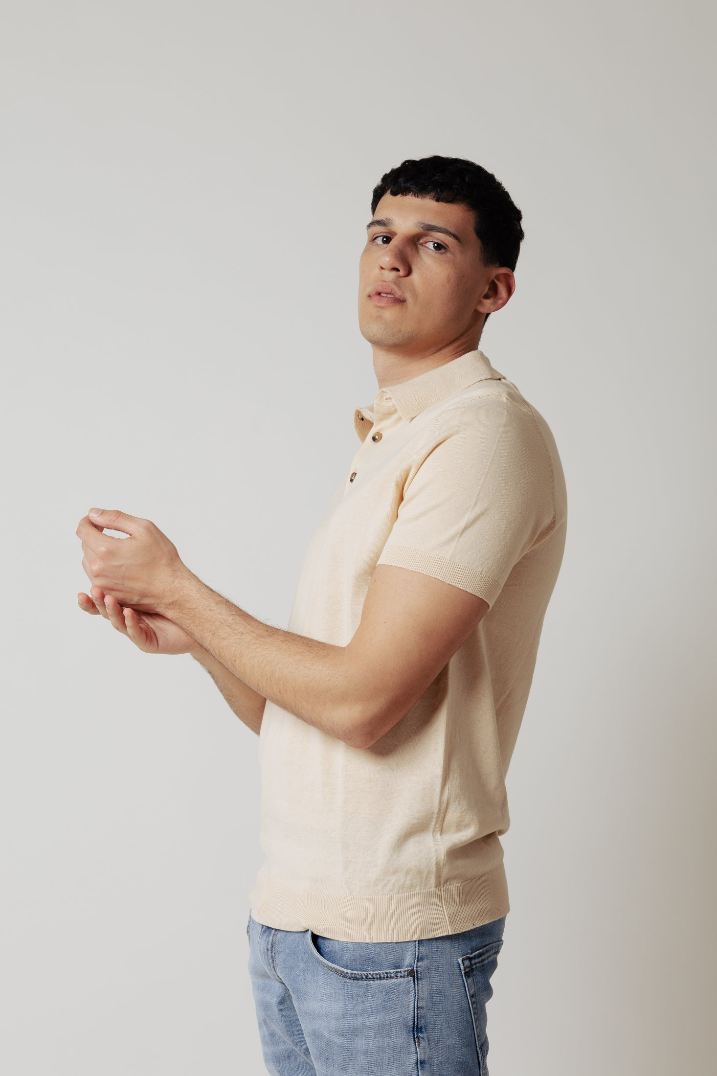 Polo in maglia|Colore:Beige