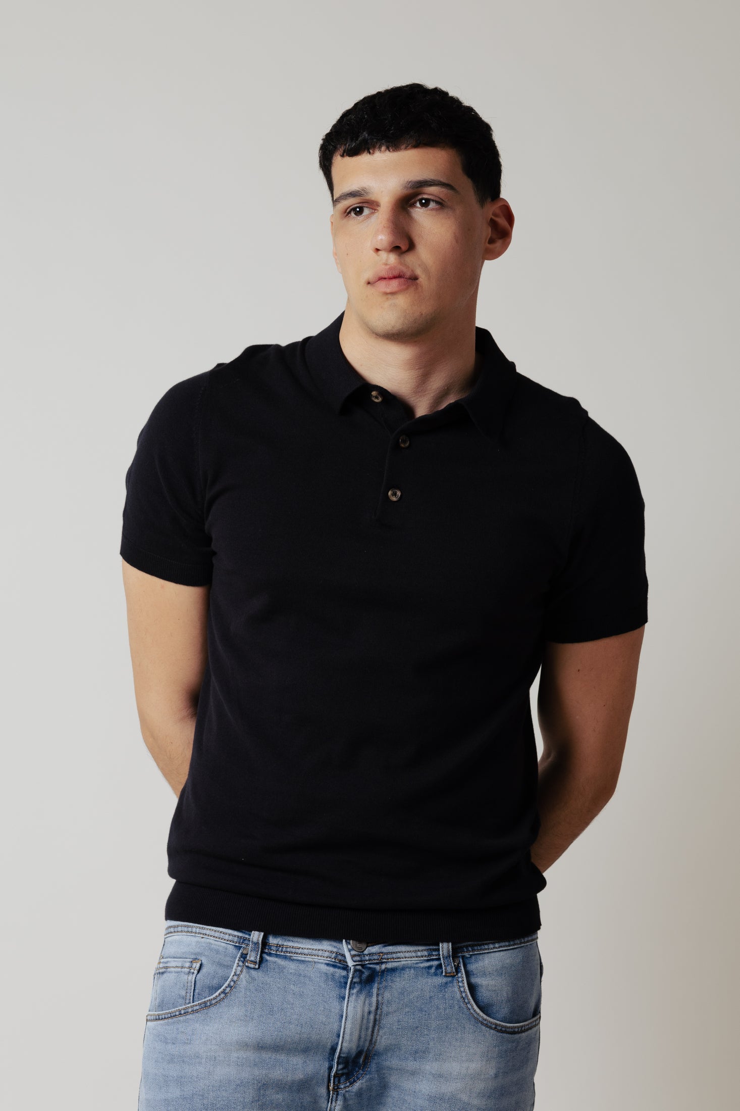 Polo in maglia|Colore:Nero