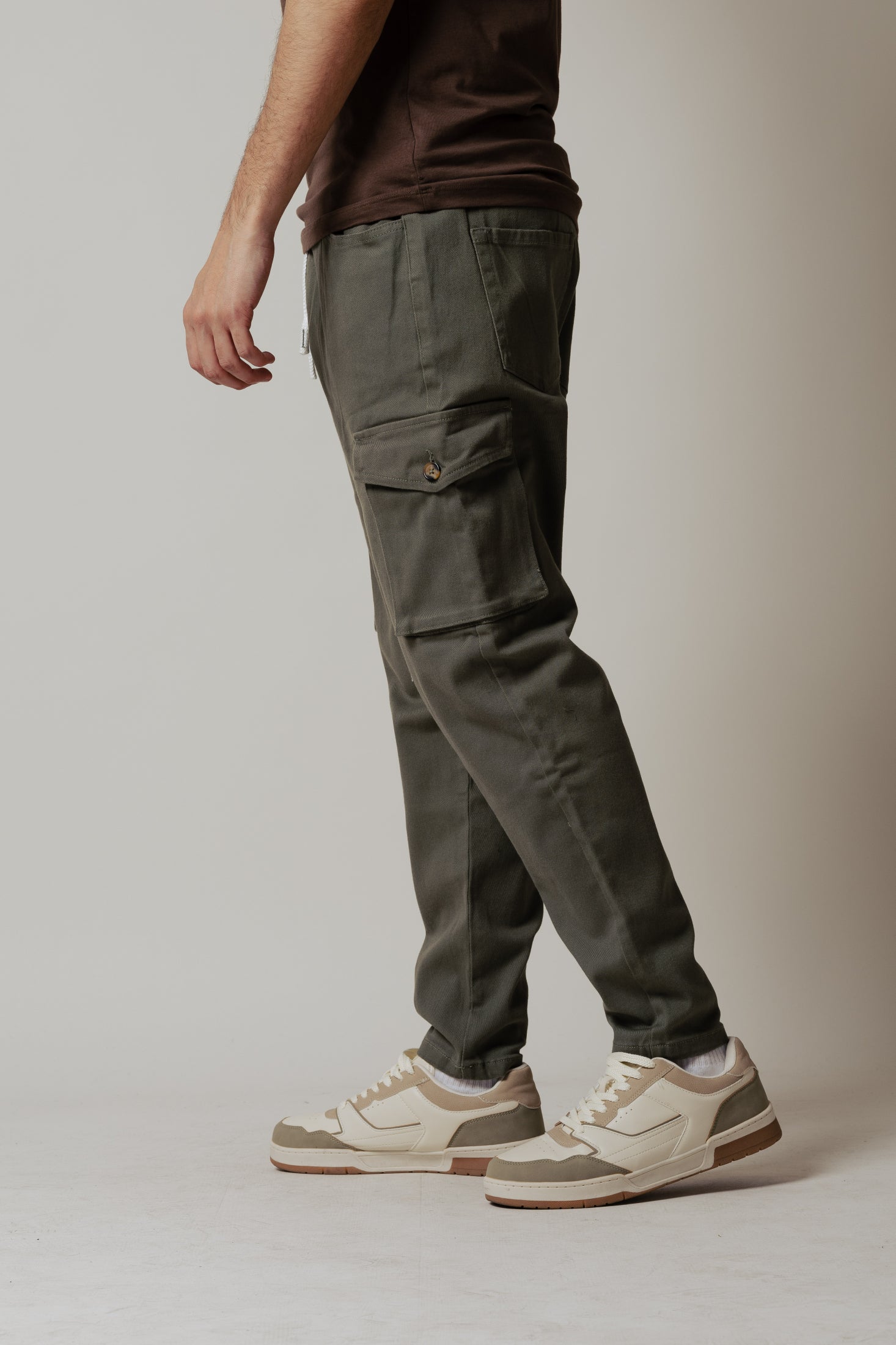 Pantalone jeans con tasconi|Colore:Verde militare