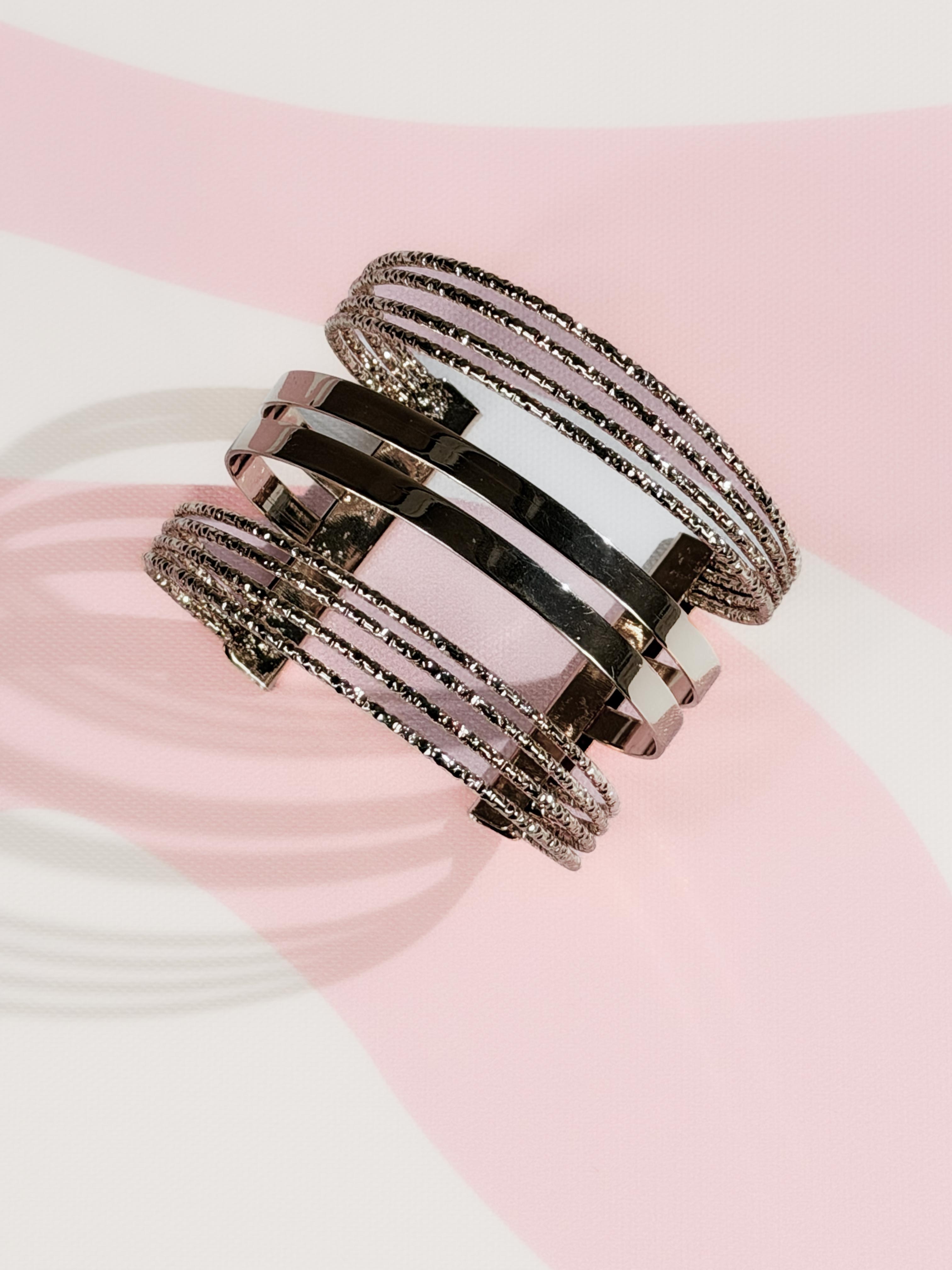 Bracciale rigido filo multiplo|Colore:Argento