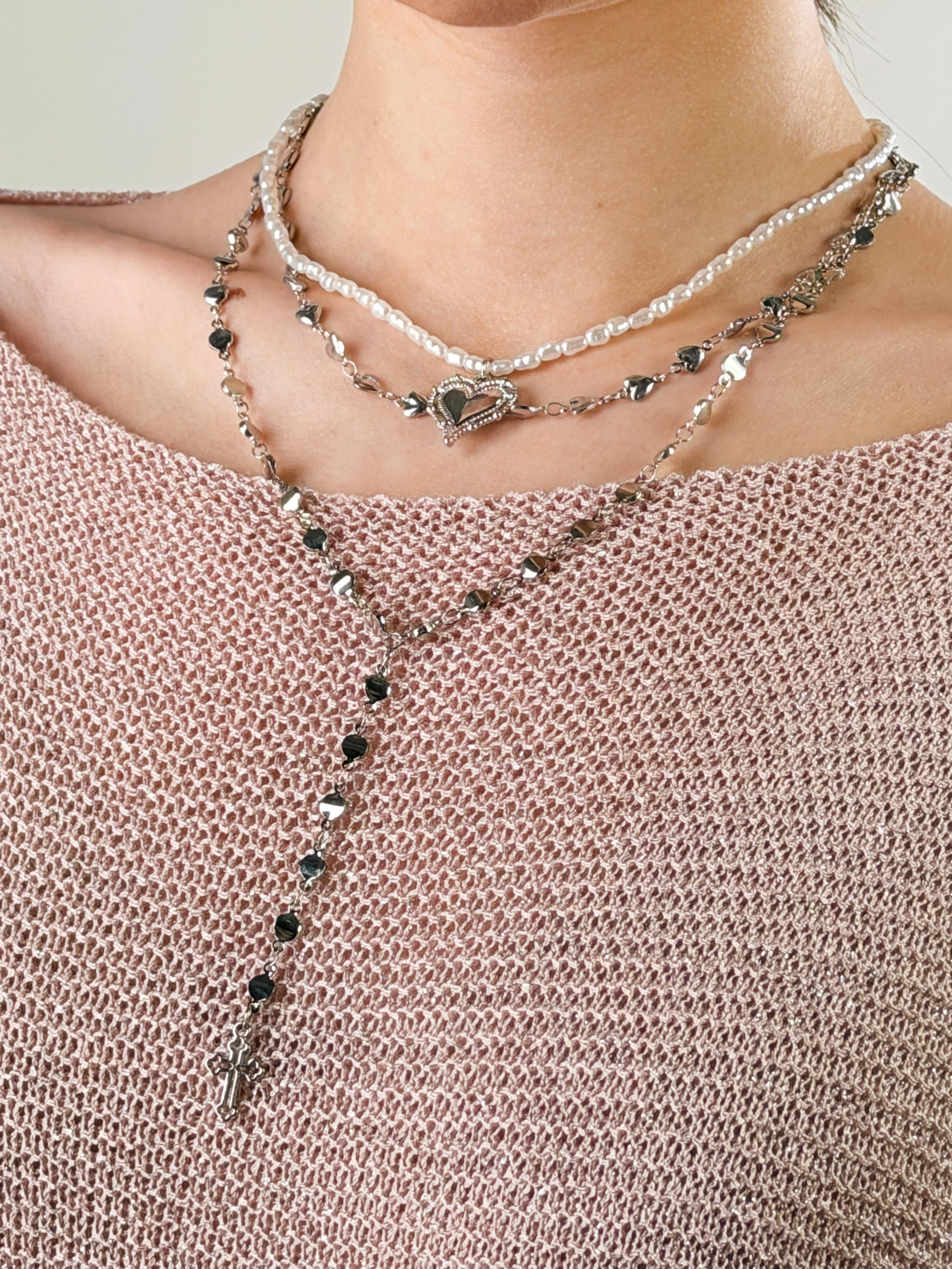 Tris Collana Rosario|Colore:Argento