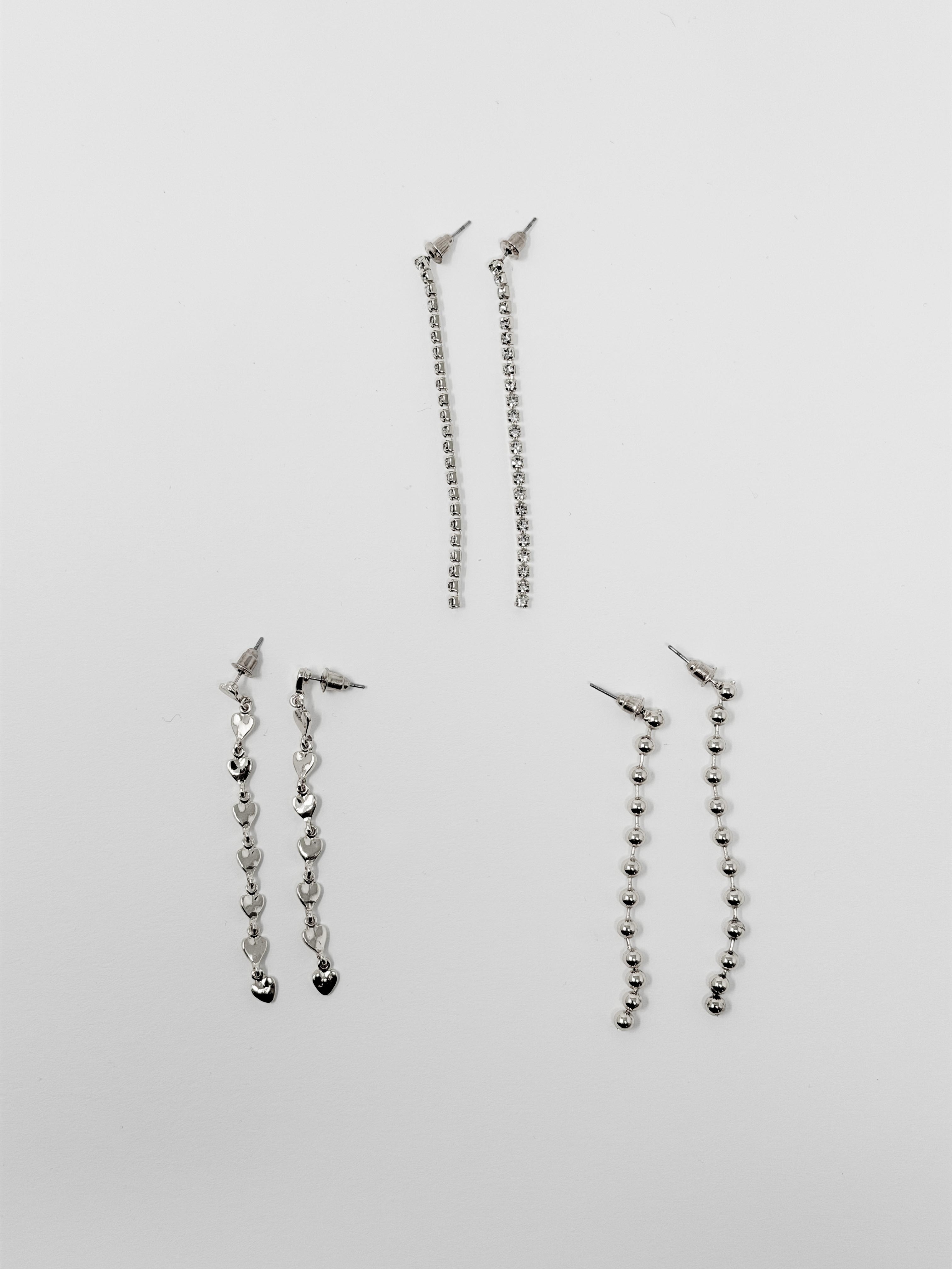 Set orecchini pendenti sottili|Colore:Argento