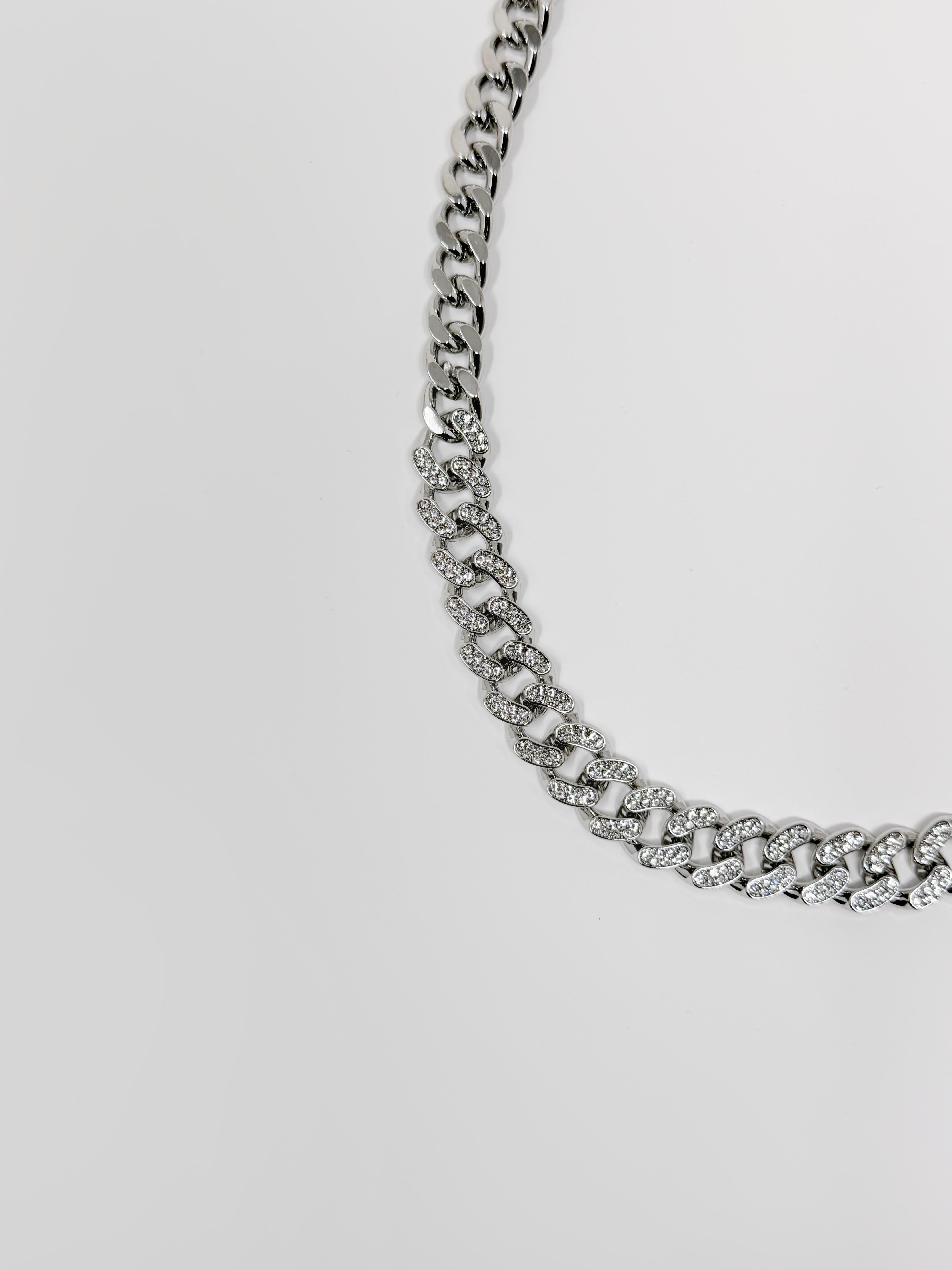 Collana catena strass|Colore:Argento