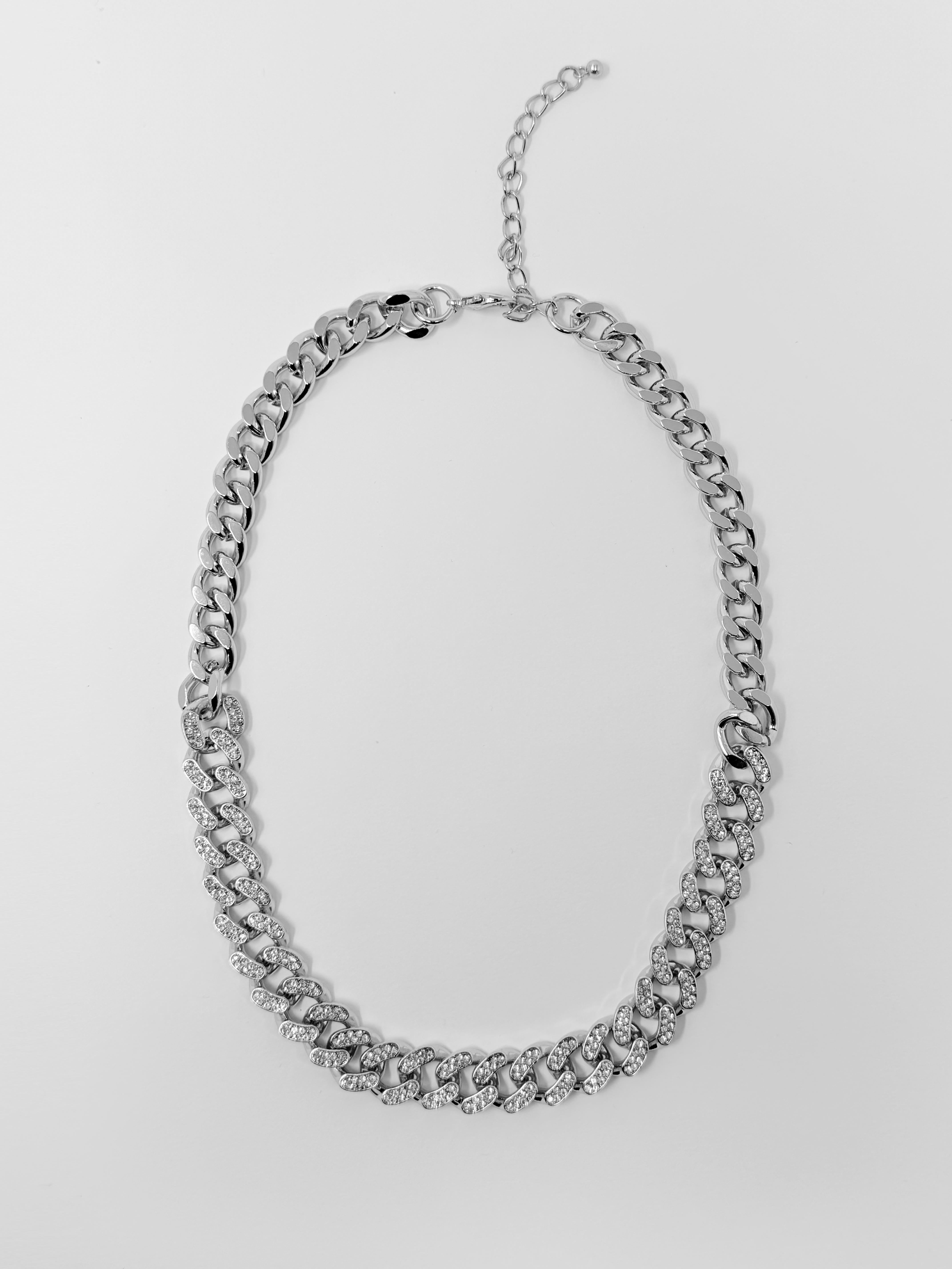 Collana catena strass|Colore:Argento