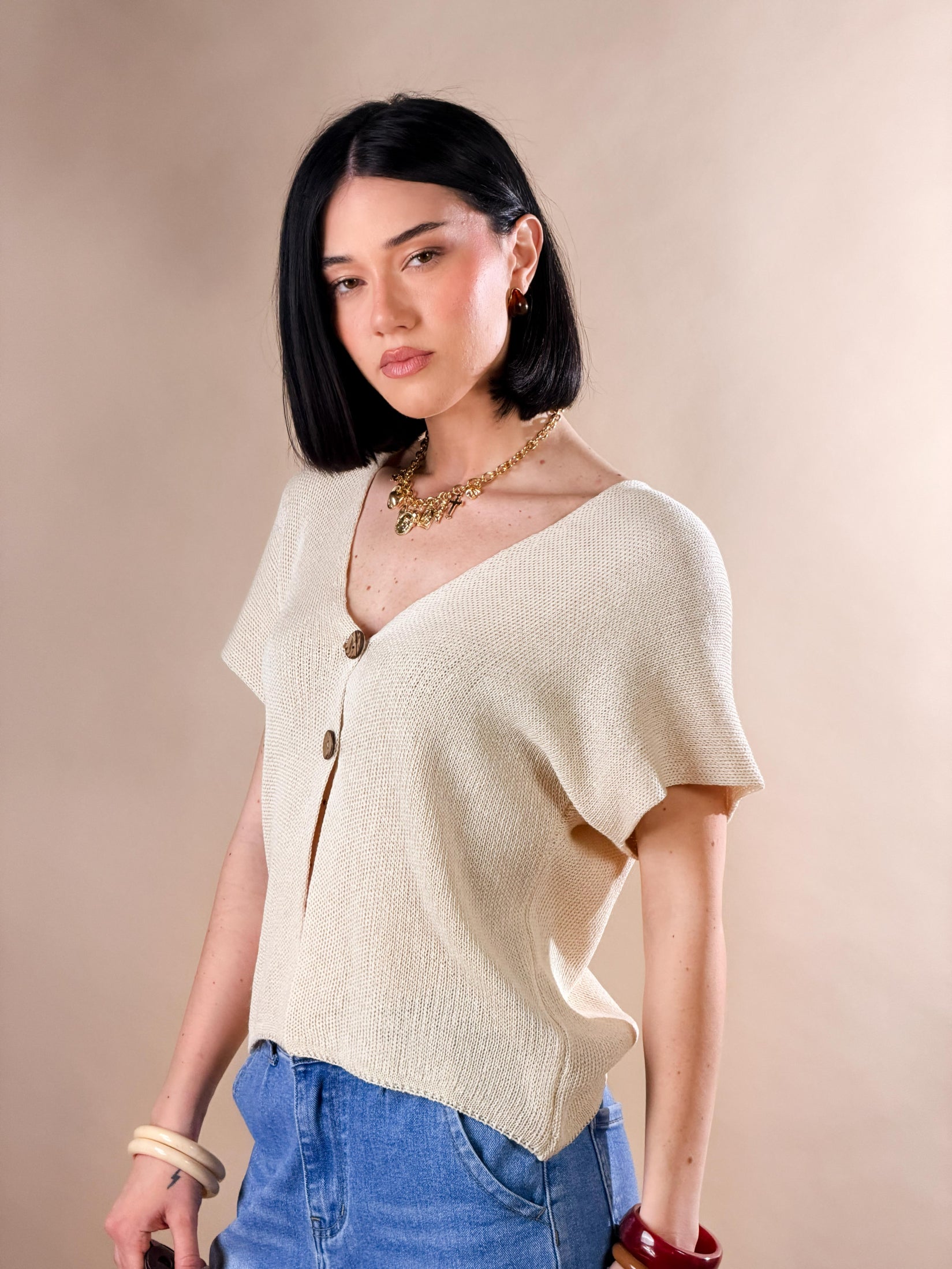 Gilet in maglia leggera|Colore:Camiciola