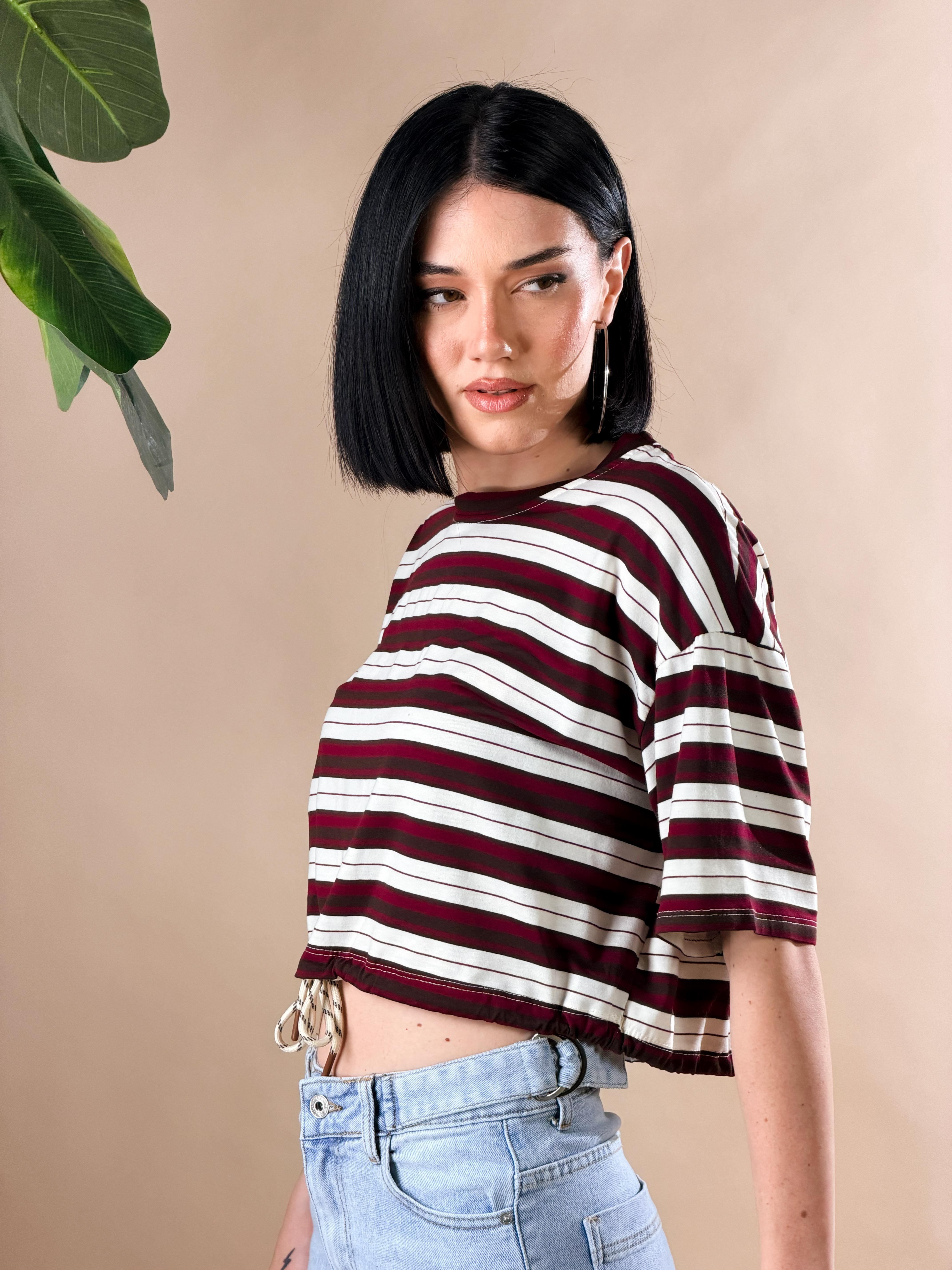 Maglia a righe|Colore:Bordeaux