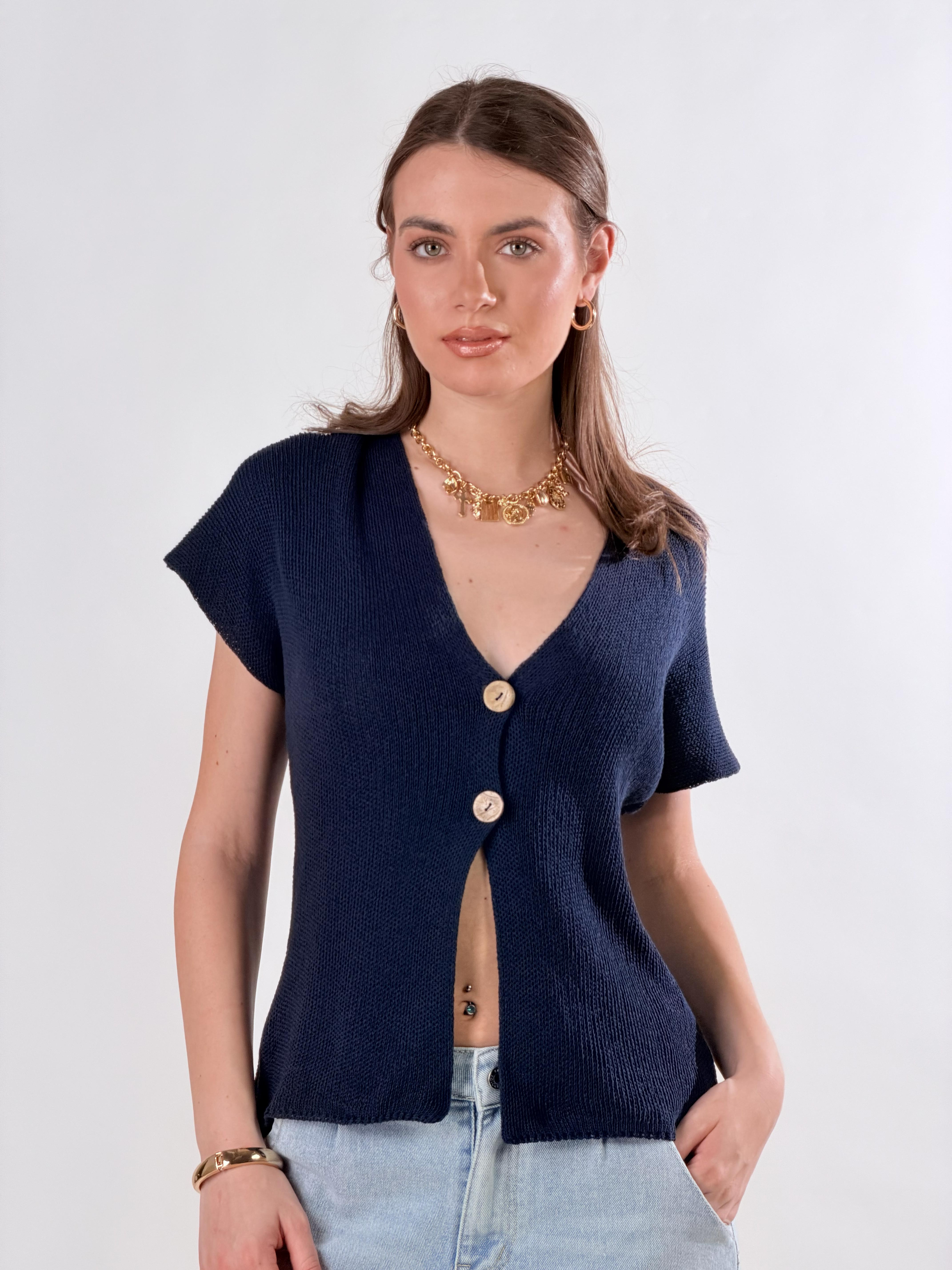 Gilet in maglia leggera|Colore:Blu