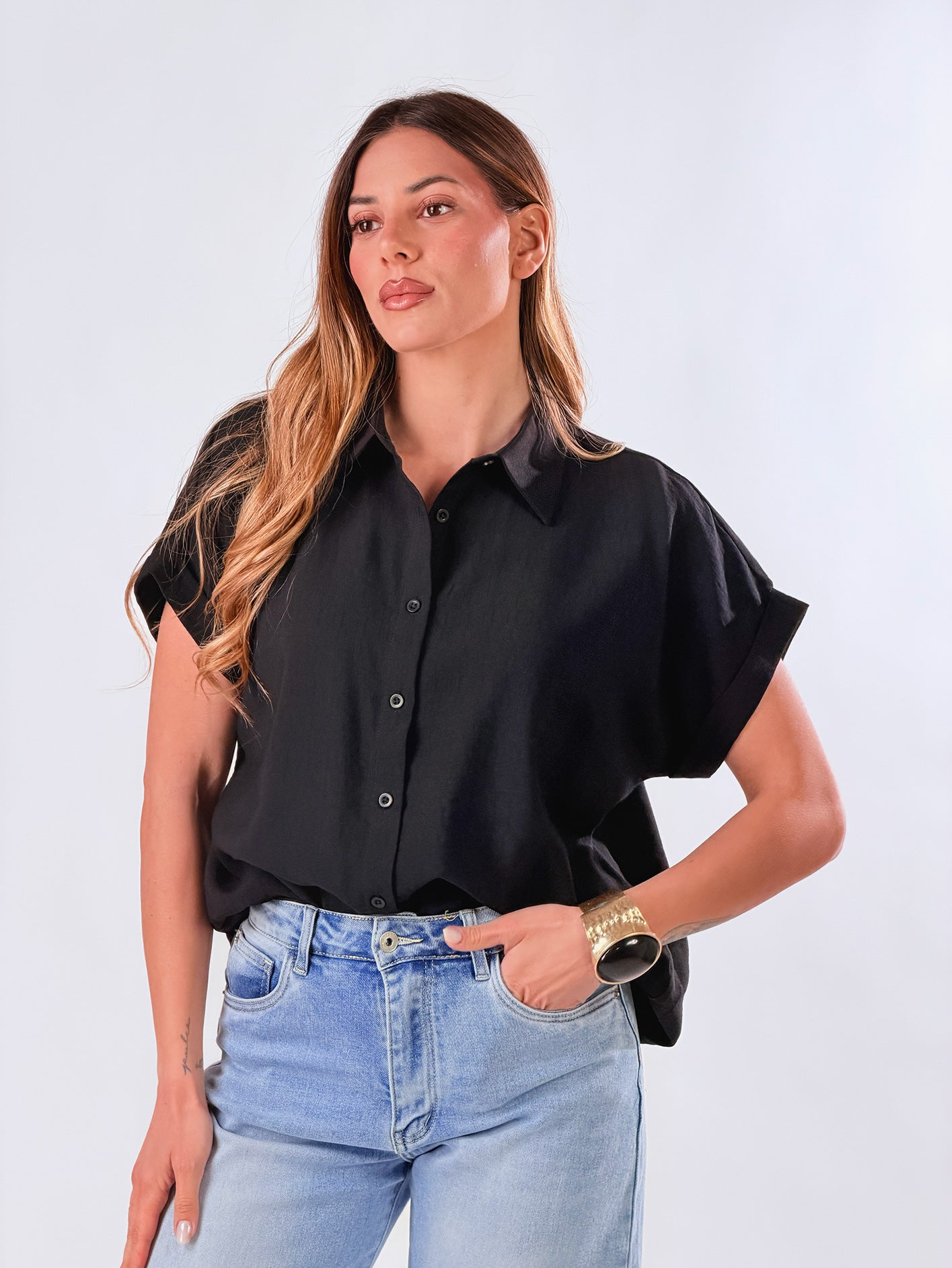 Camicia Easy-Chic|Colore:Nero