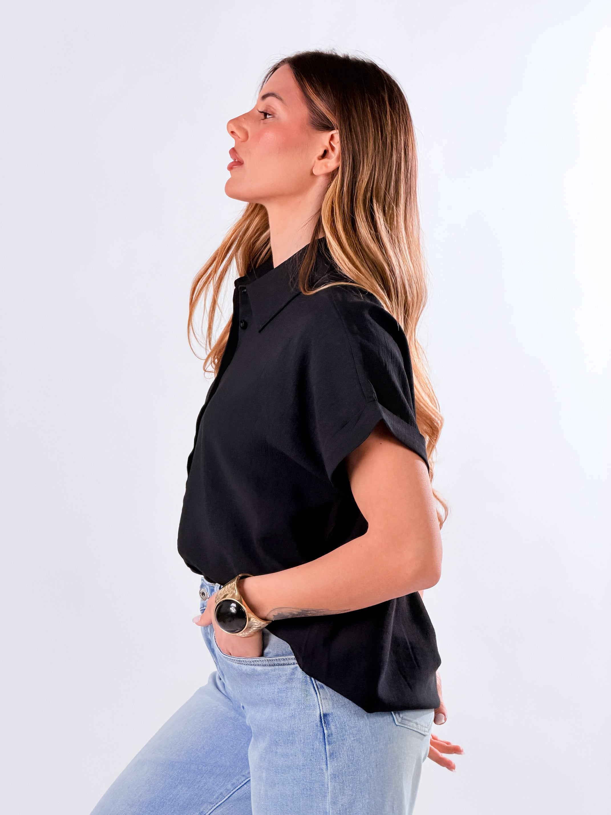 Camicia Easy-Chic|Colore:Nero