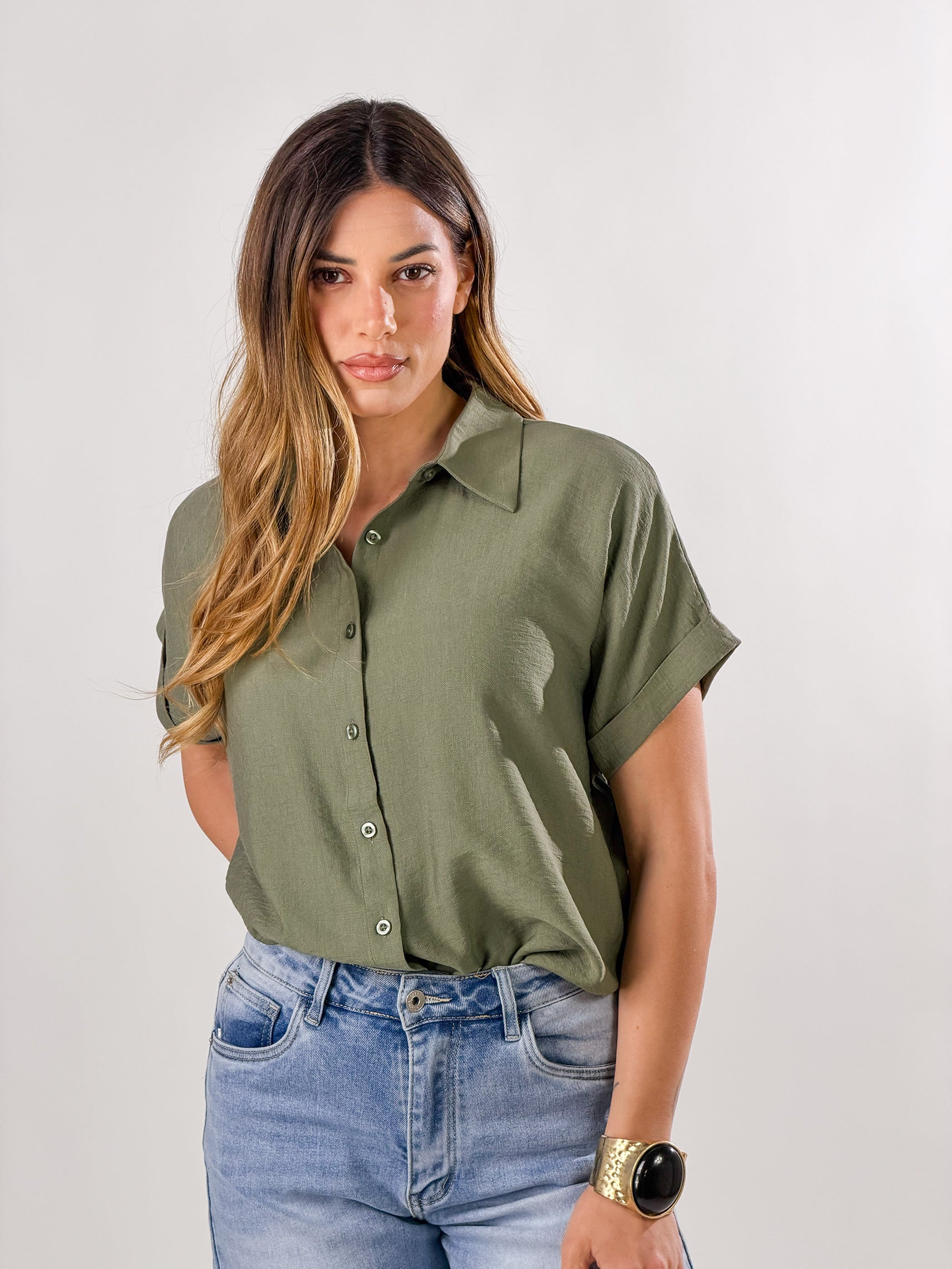 Camicia Easy-Chic|Colore:Verde militare
