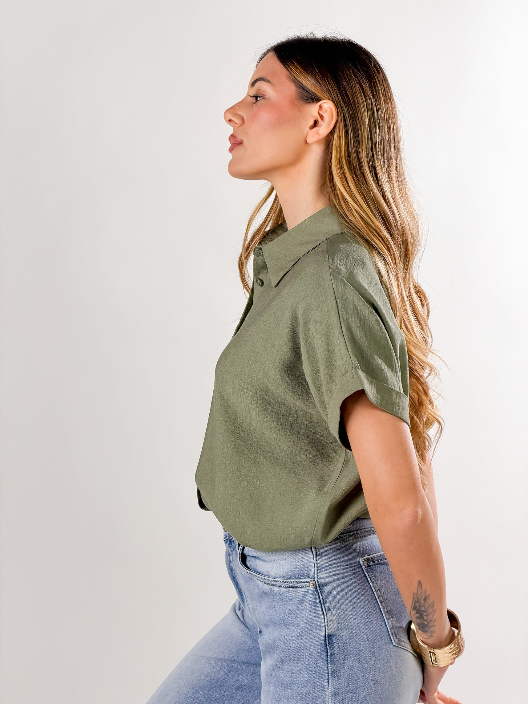 Camicia Easy-Chic|Colore:Verde militare