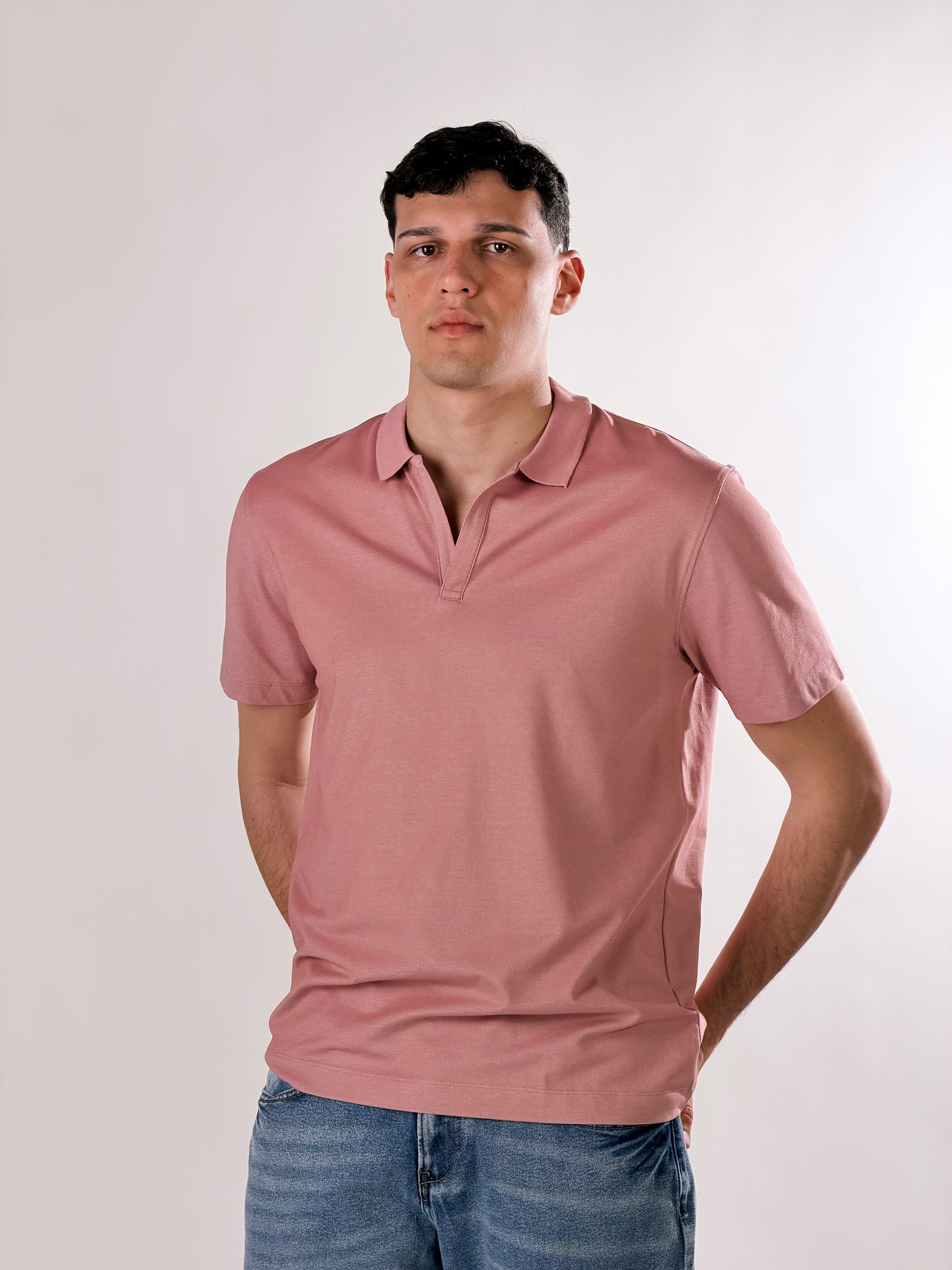 Polo senza bottoni|Colore:Rosa antico