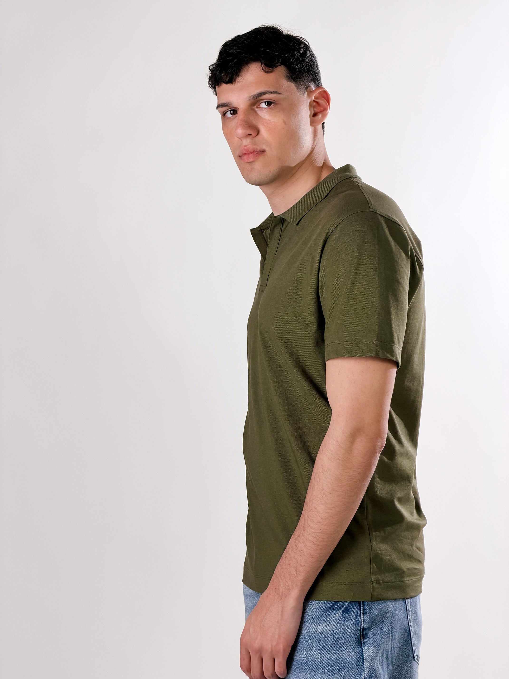 Polo senza bottoni|Colore:Verde militare