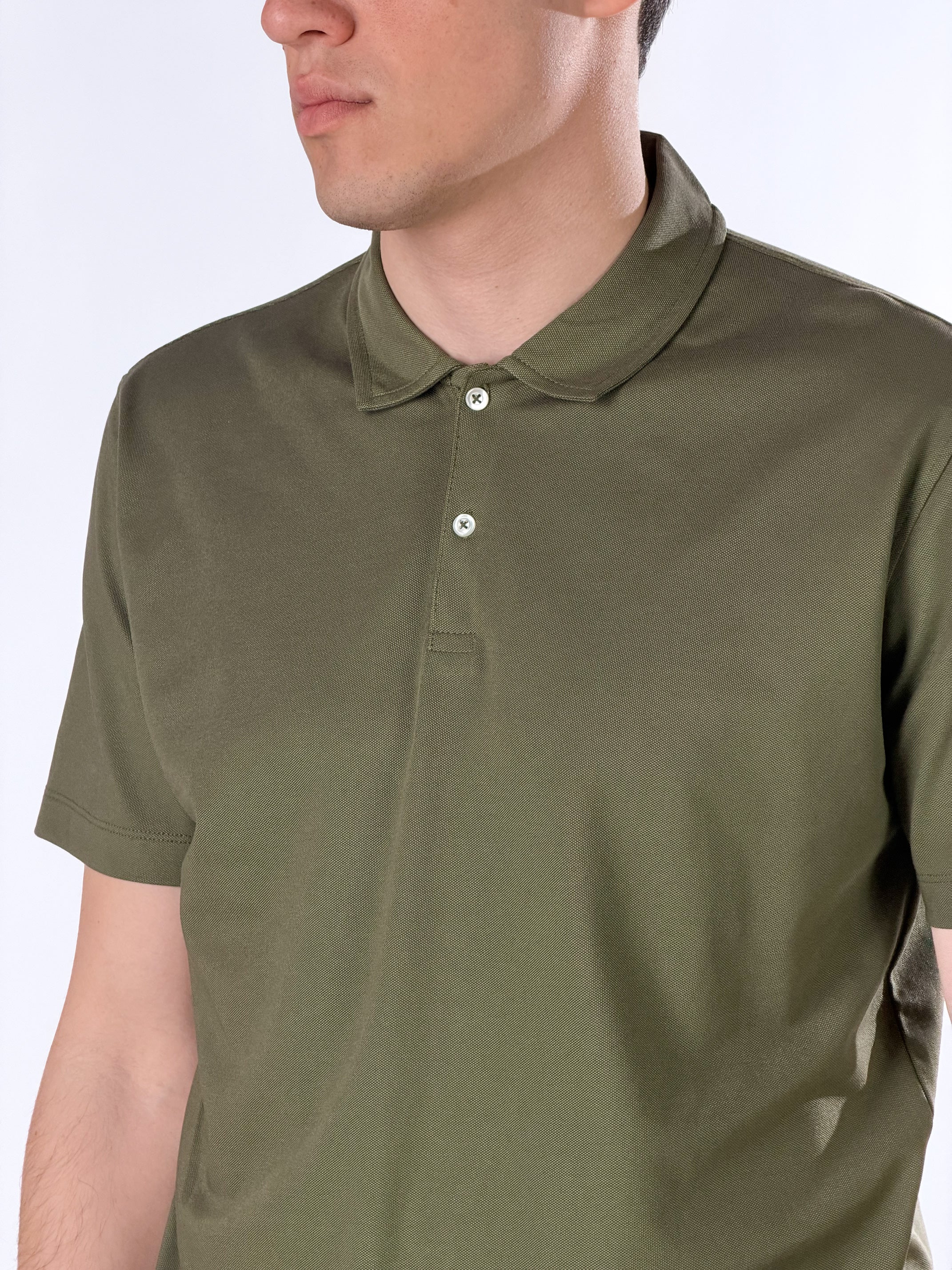 Polo open collar|Colore:Verde militare