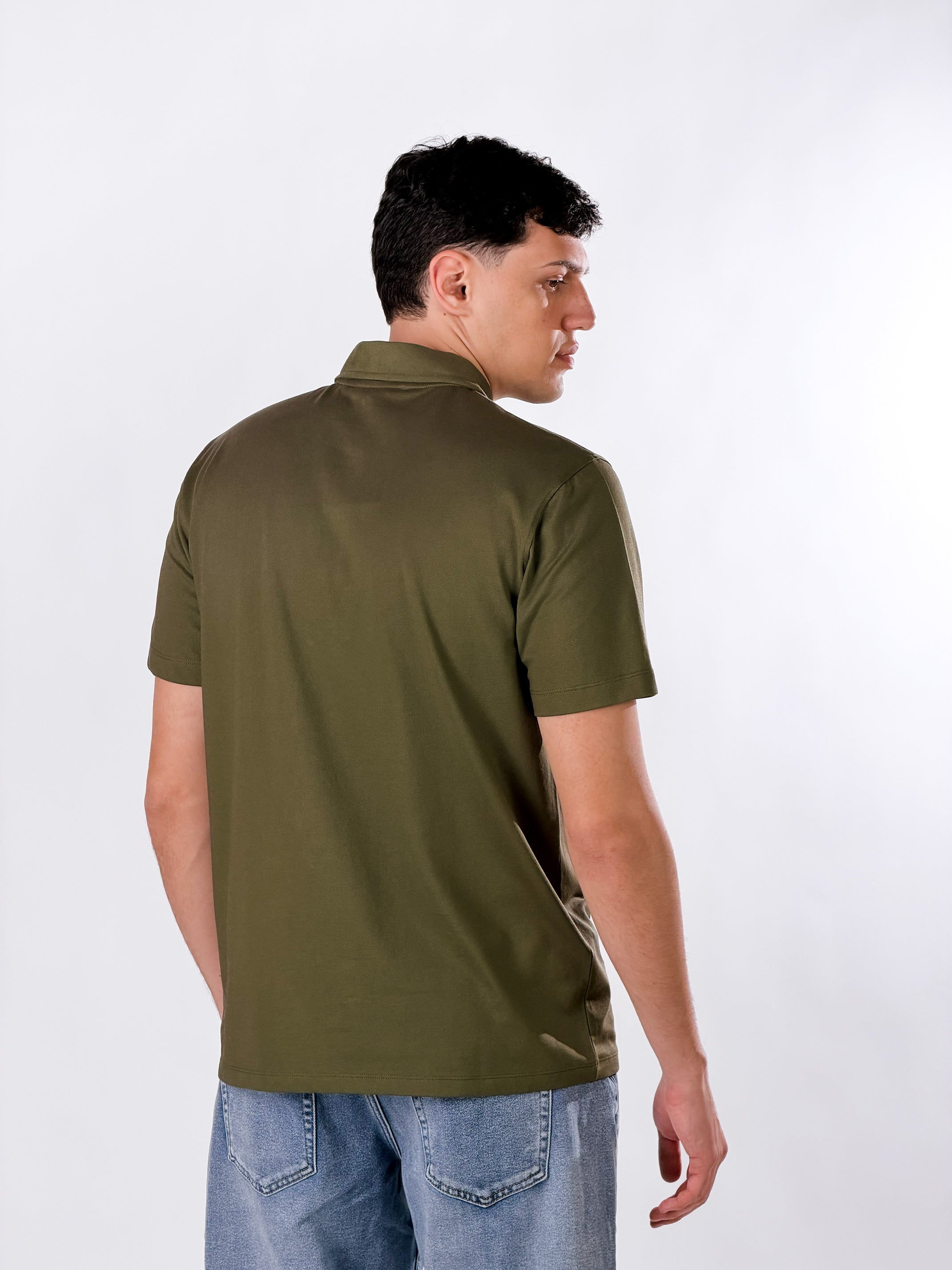 Polo open collar|Colore:Verde militare