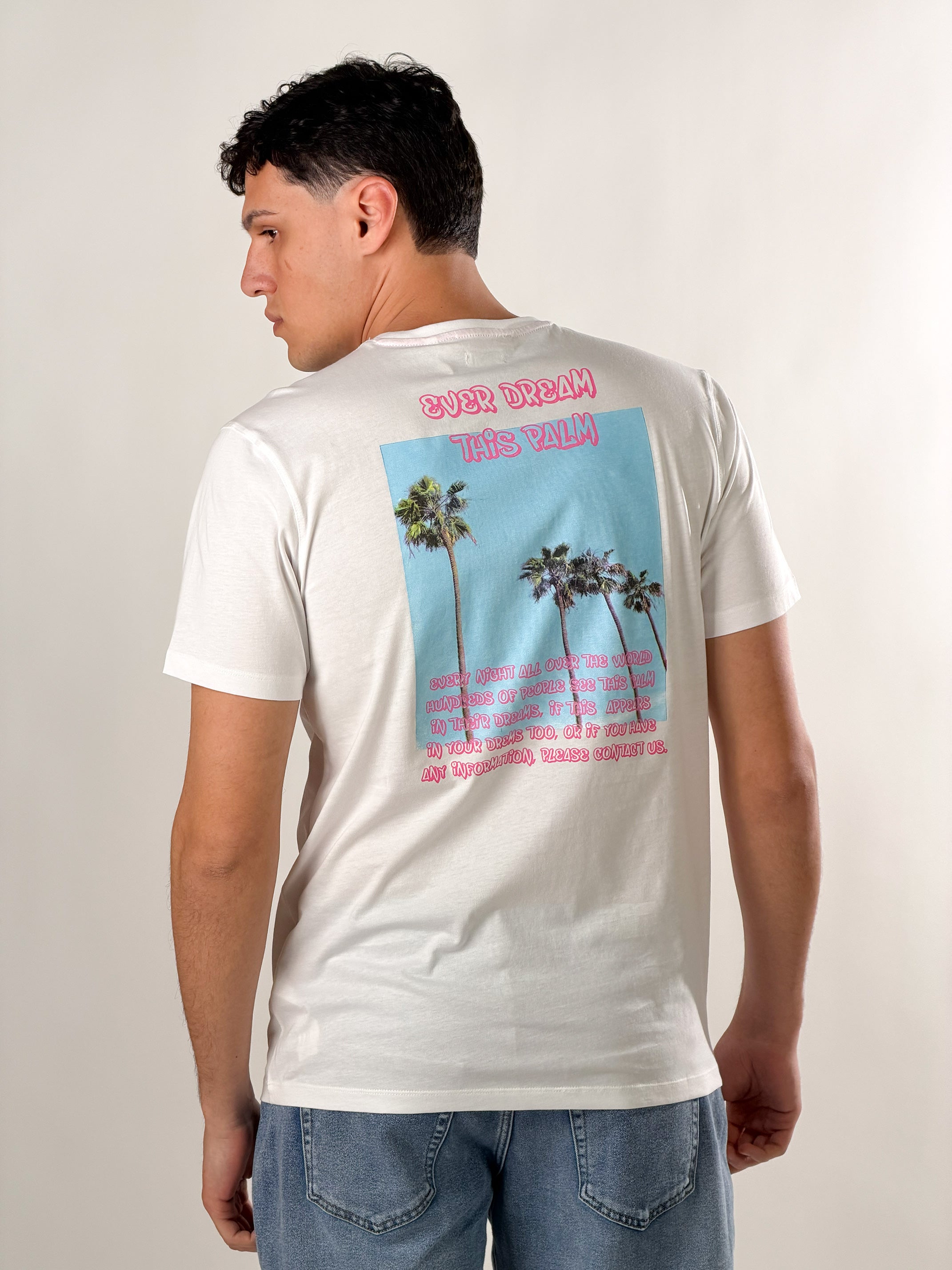 T-Shirt con stampa Palm Dream|Colore:Bianco
