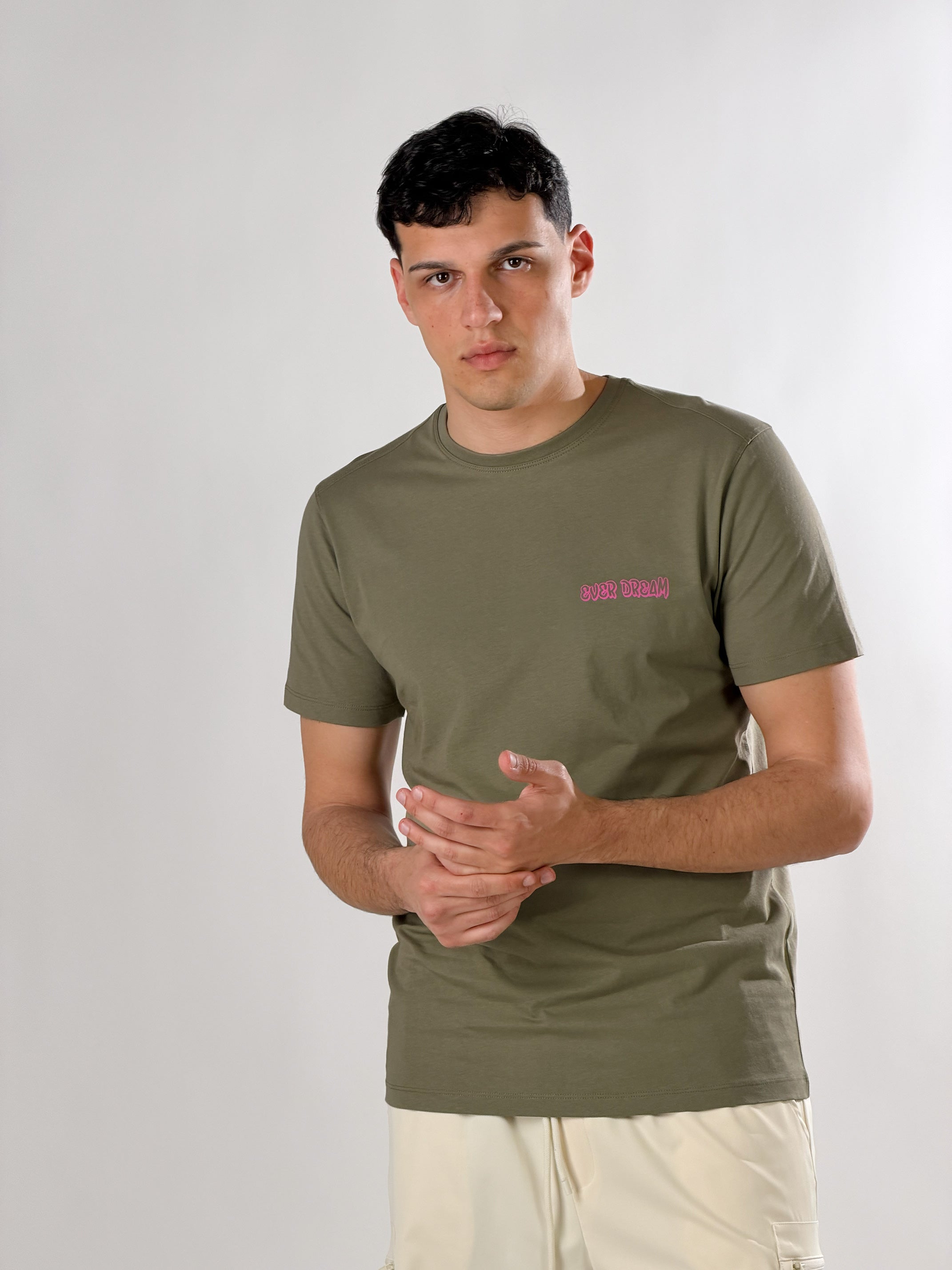 T-Shirt con stampa Palm Dream|Colore:Verde fumo