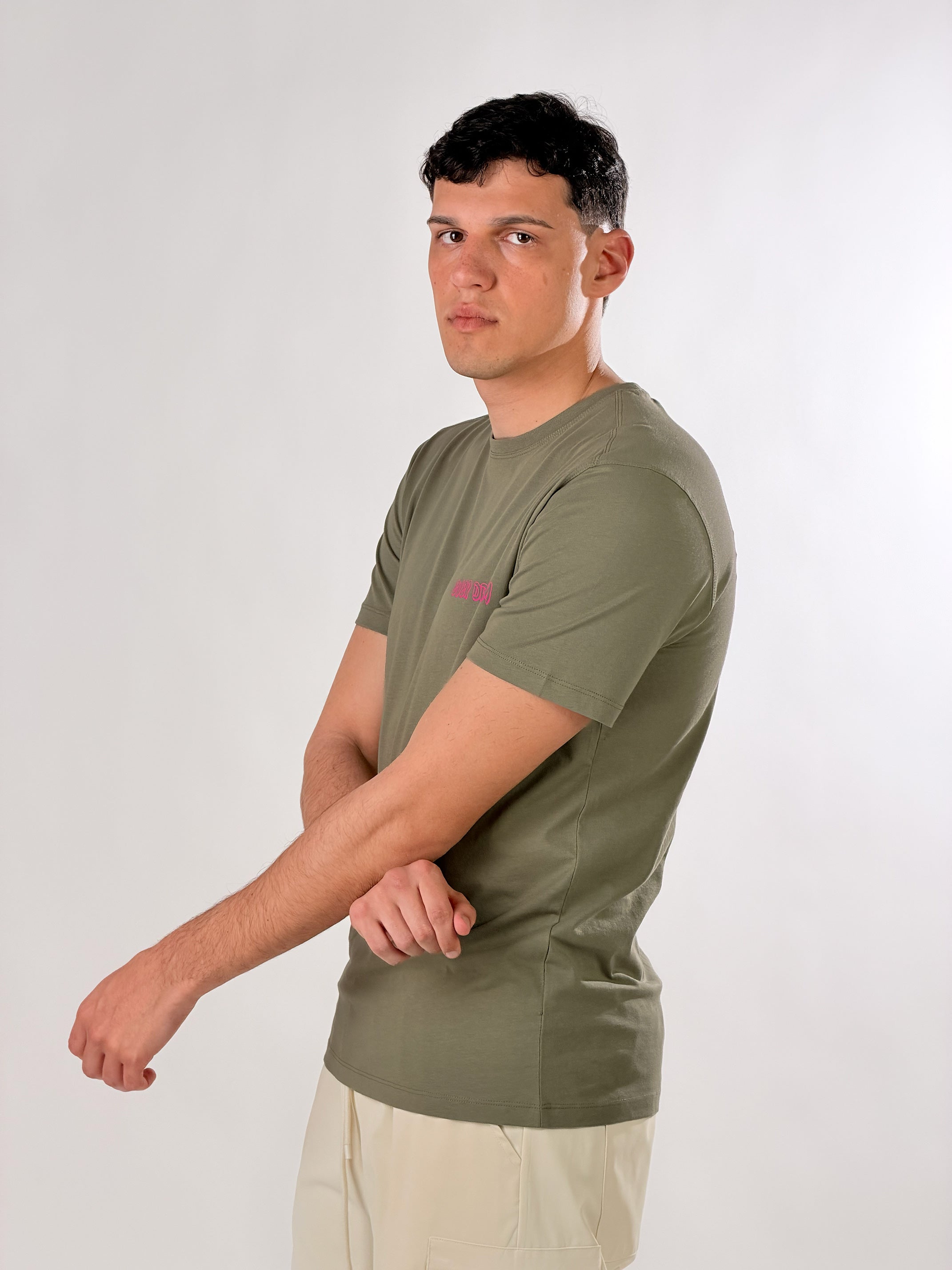 T-Shirt con stampa Palm Dream|Colore:Verde fumo