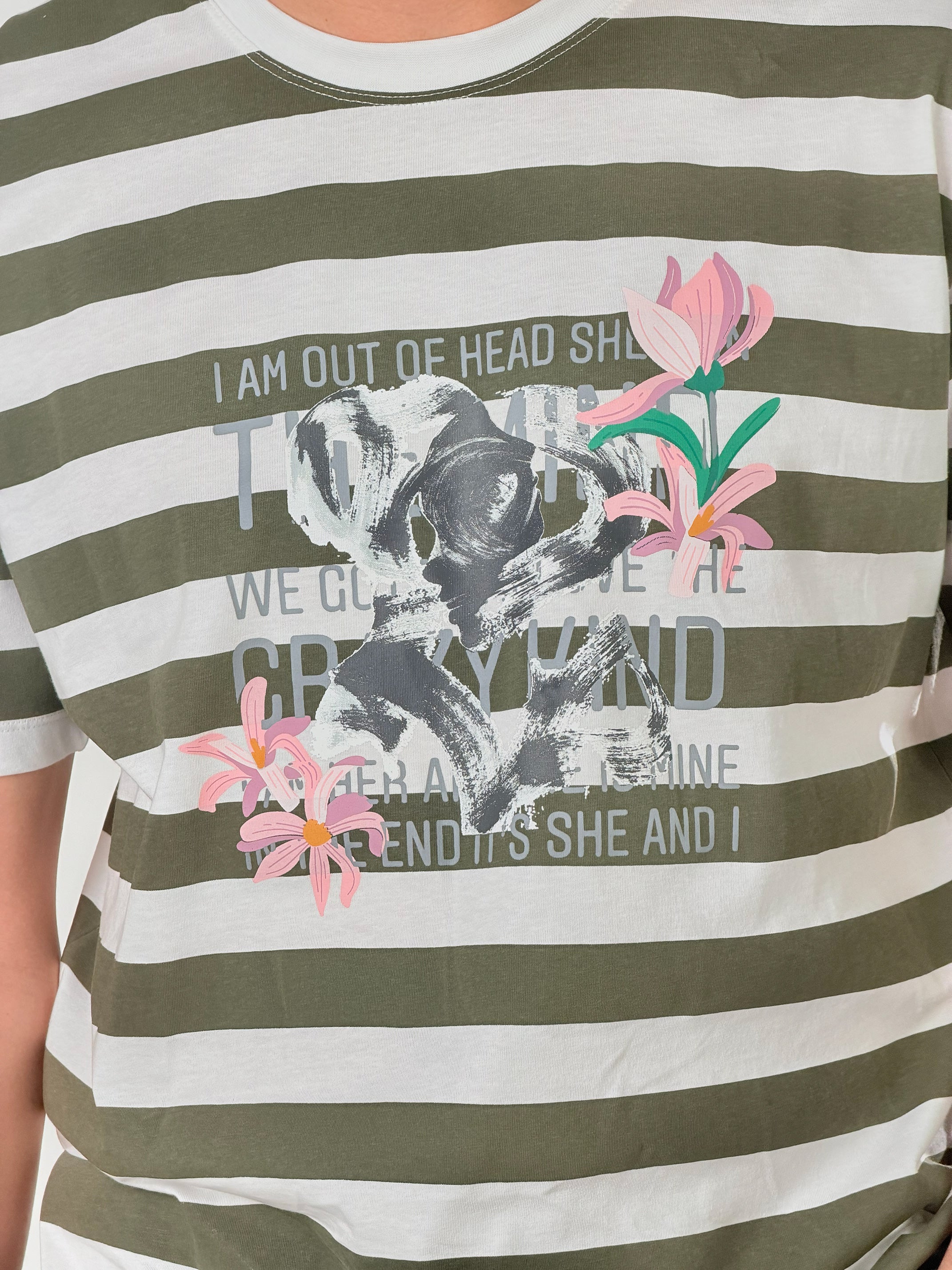 T shirt Stripe loose fit|Colore:Grigio/bianco