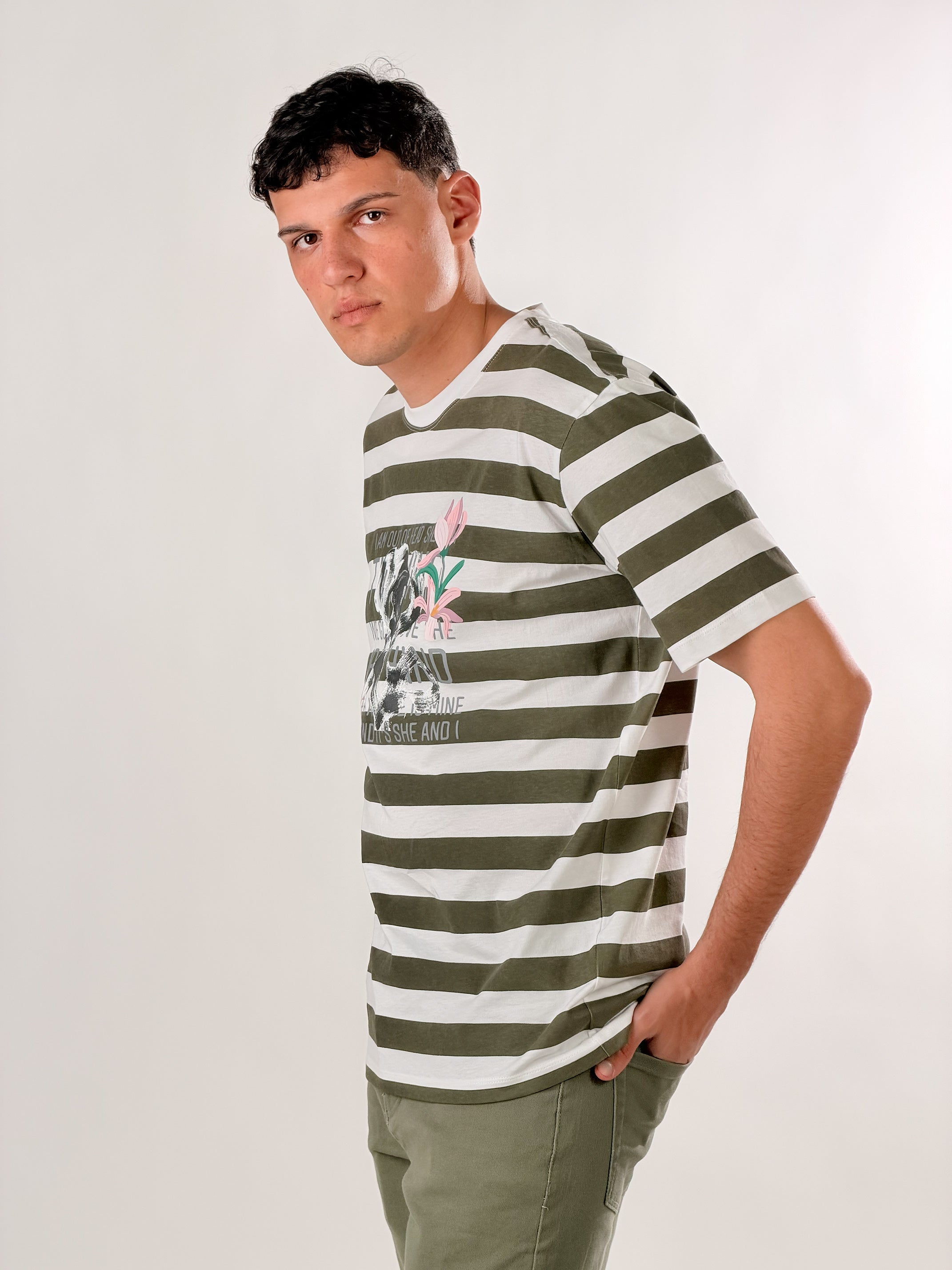T shirt Stripe loose fit|Colore:Grigio/bianco