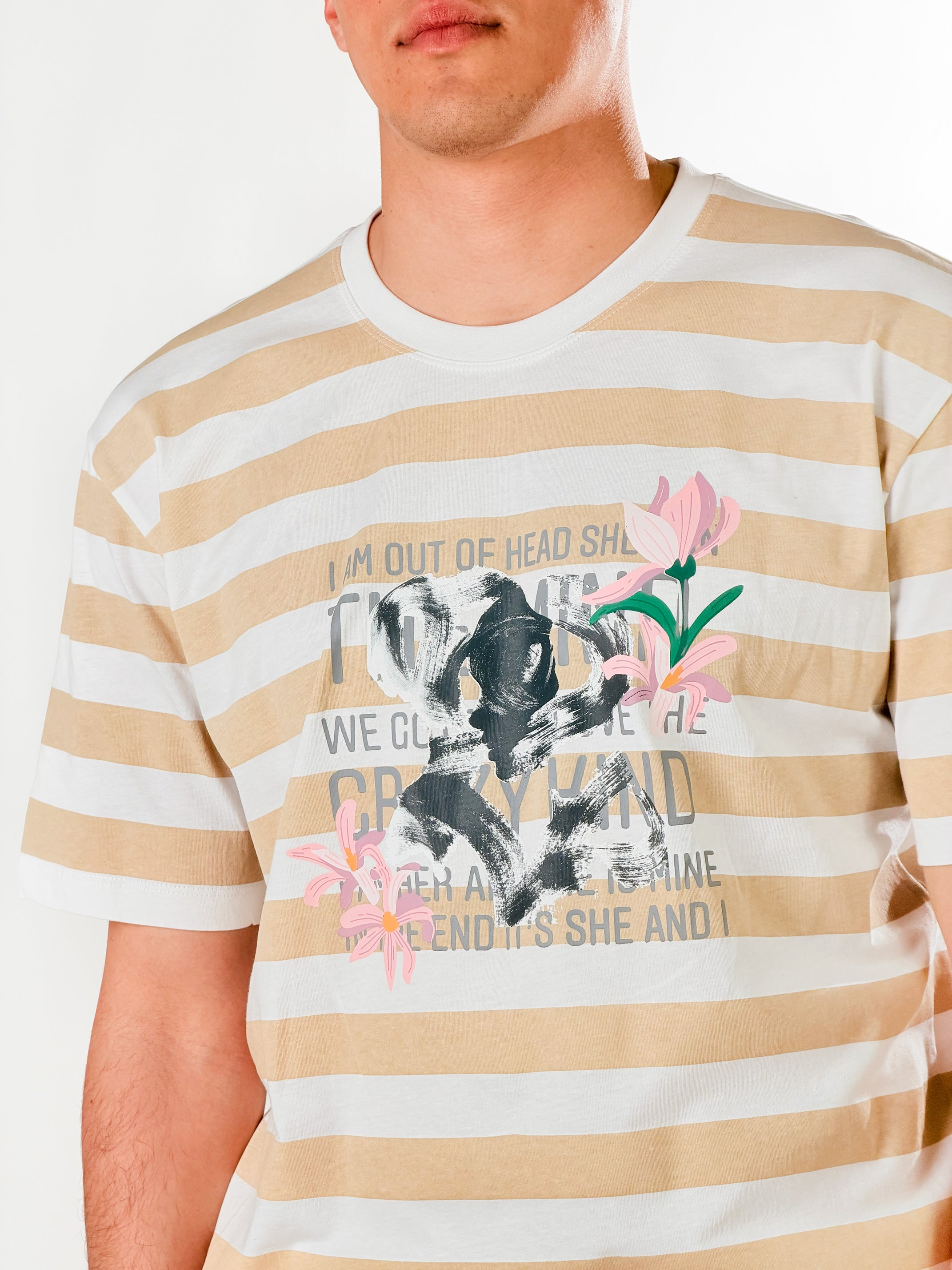 T shirt Stripe loose fit|Colore:Bianco/beige
