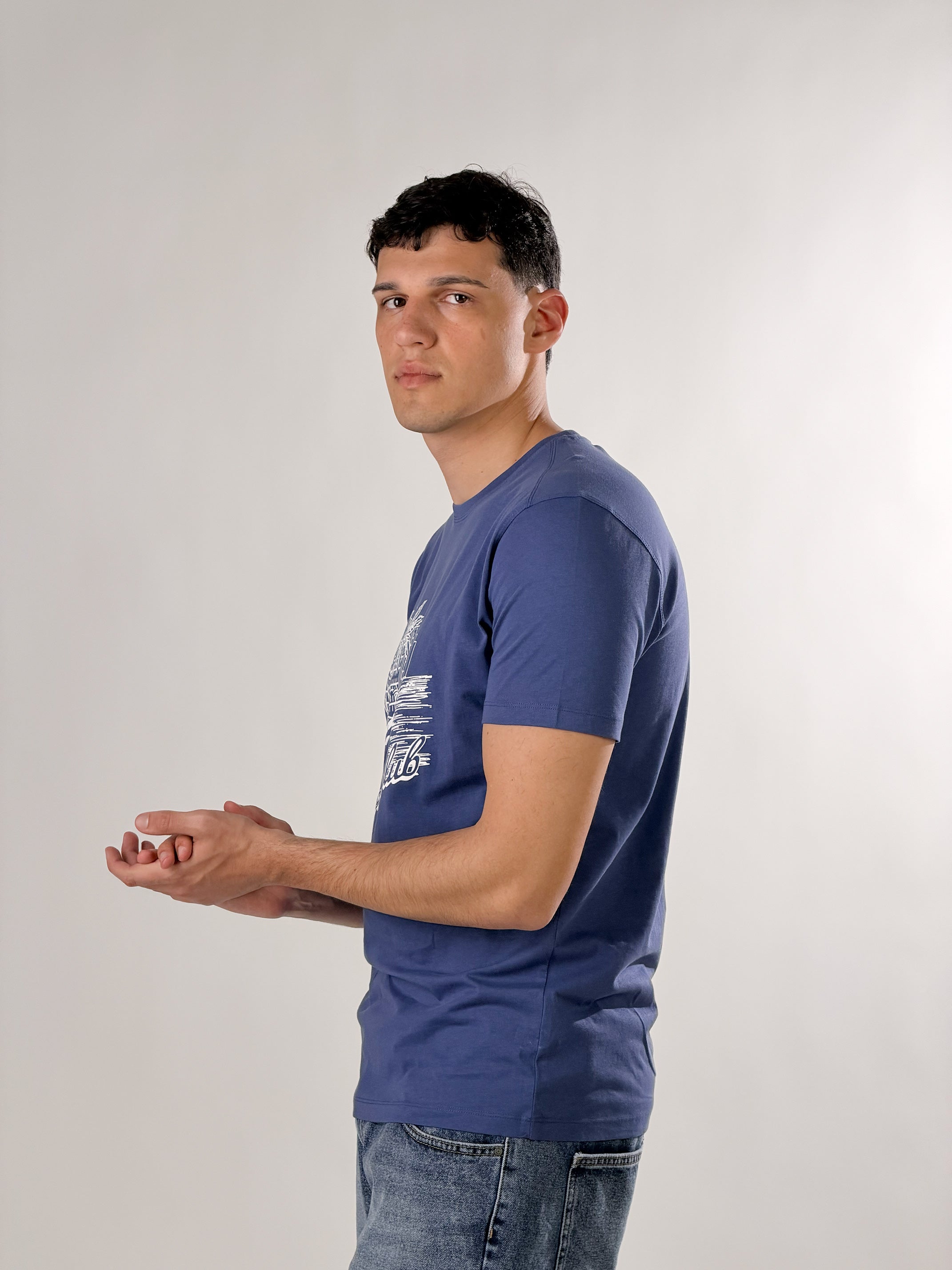 T - Shirt Paradise Beach Club base fit|Colore:Blu chiaro