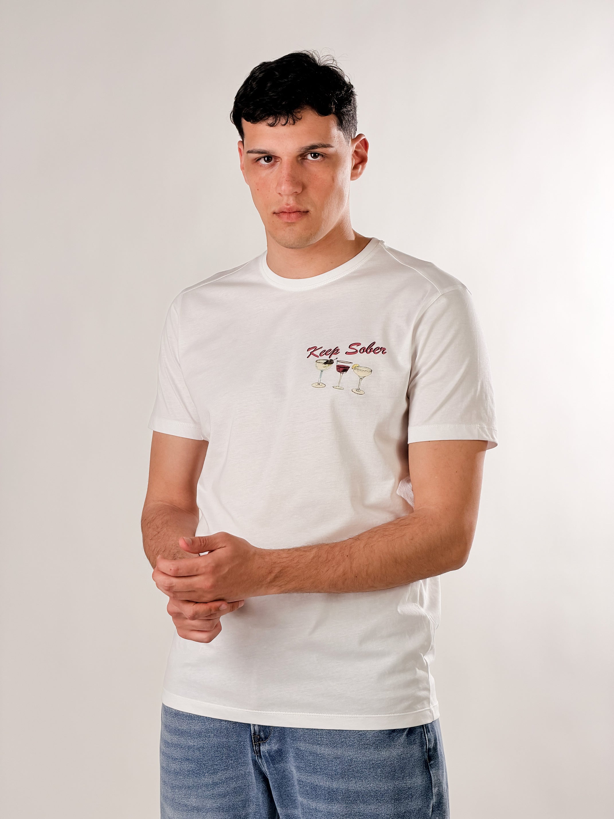T-shirt Keep Sober base fit|Colore:Bianco