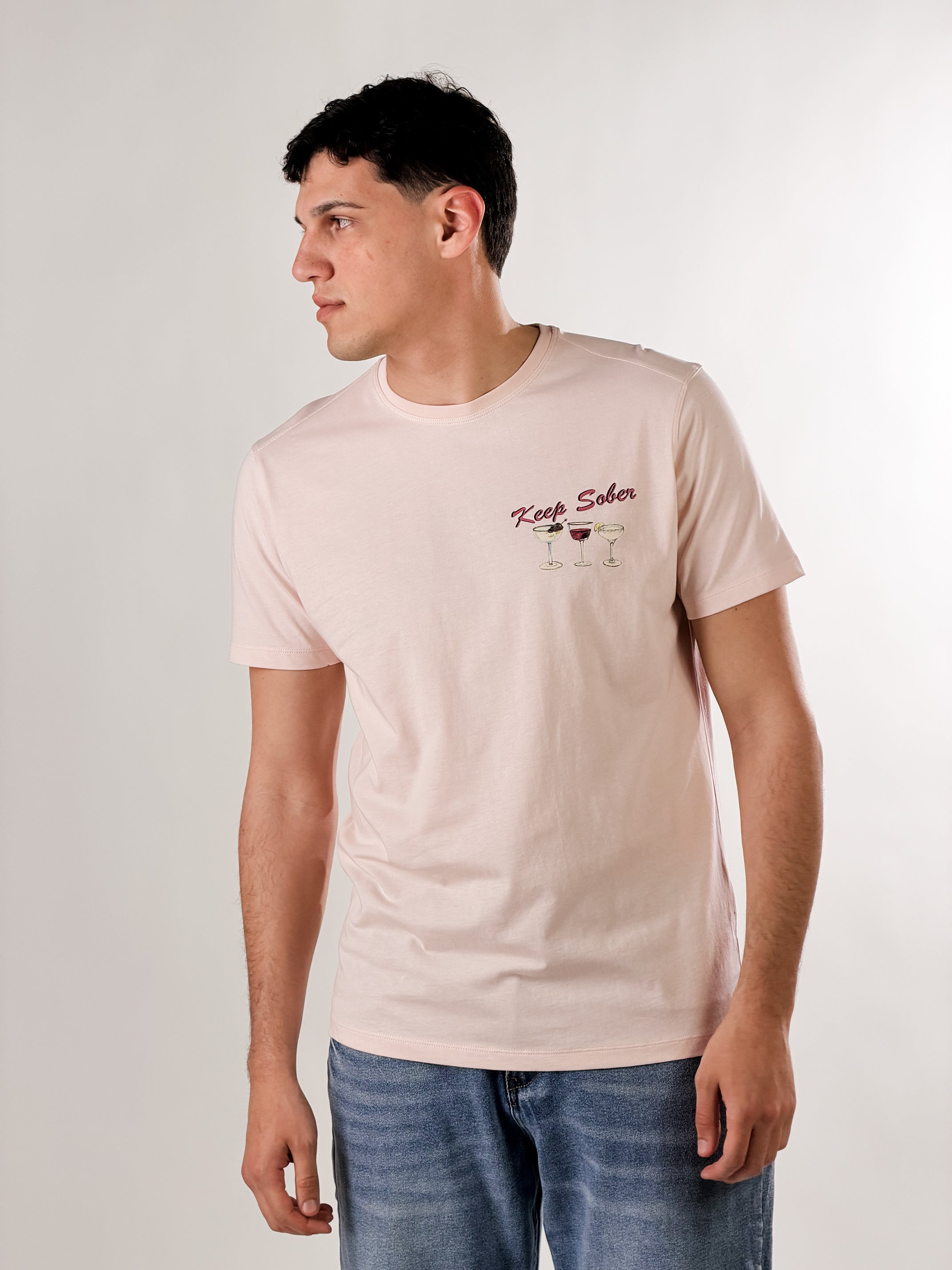 T-shirt Keep Sober base fit|Colore:Rosa
