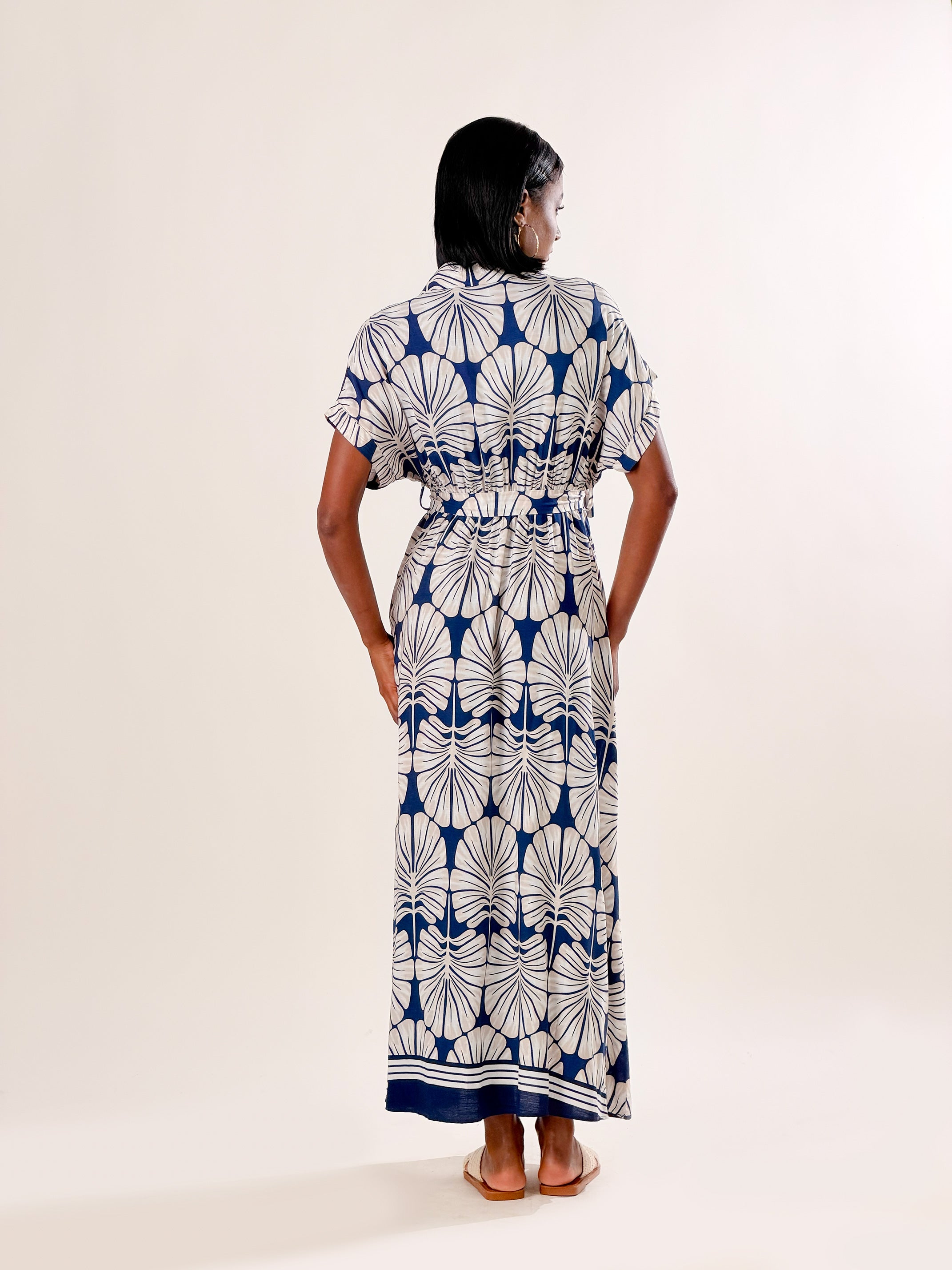 Vestito chemisier stampa Bloom|Colore:Blu