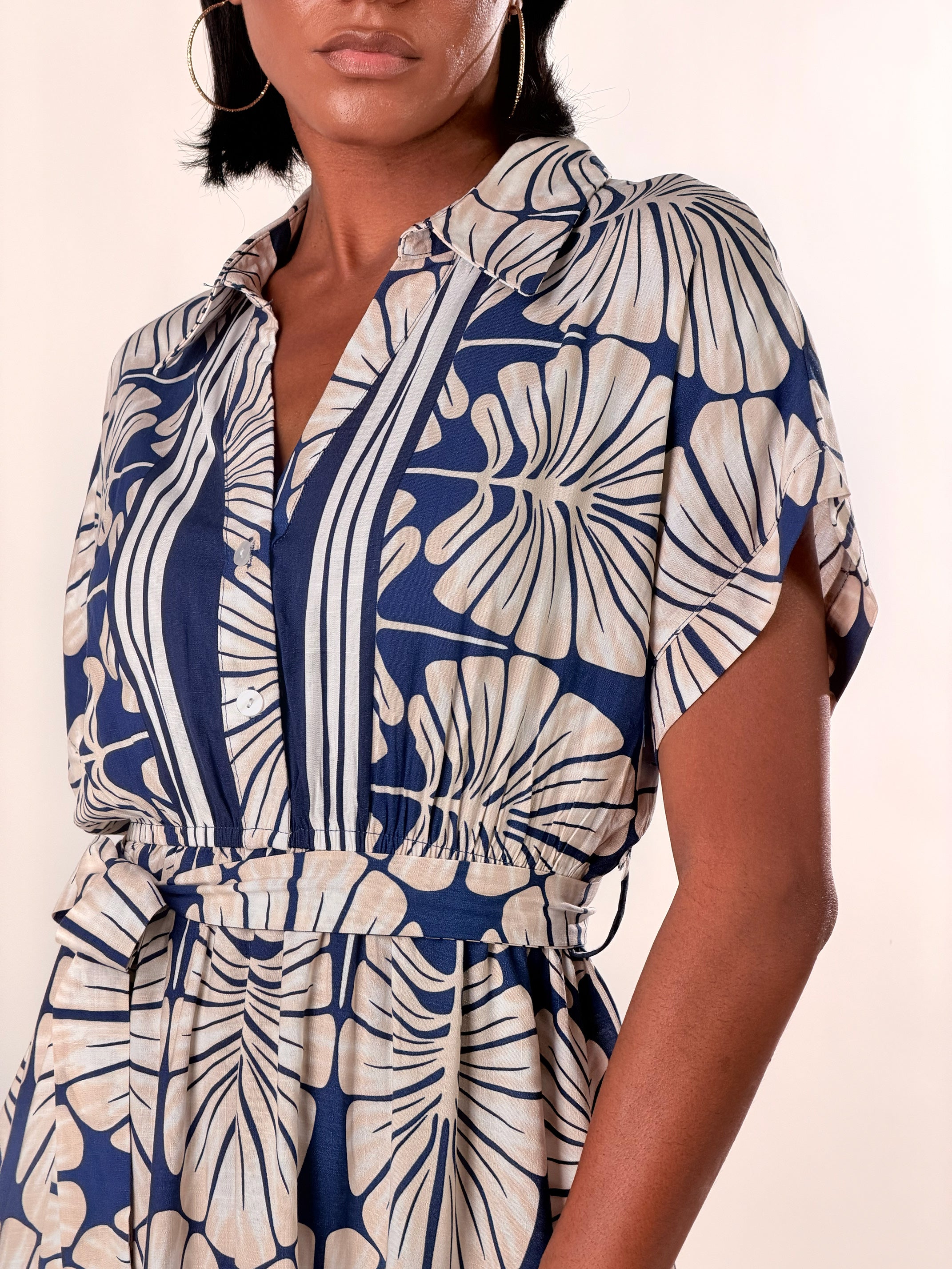 Vestito chemisier stampa Bloom|Colore:Blu