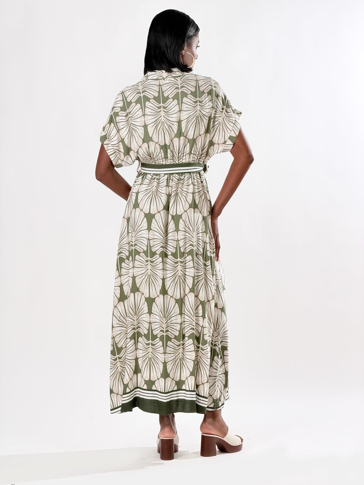 Vestito chemisier stampa Bloom|Colore:Verde