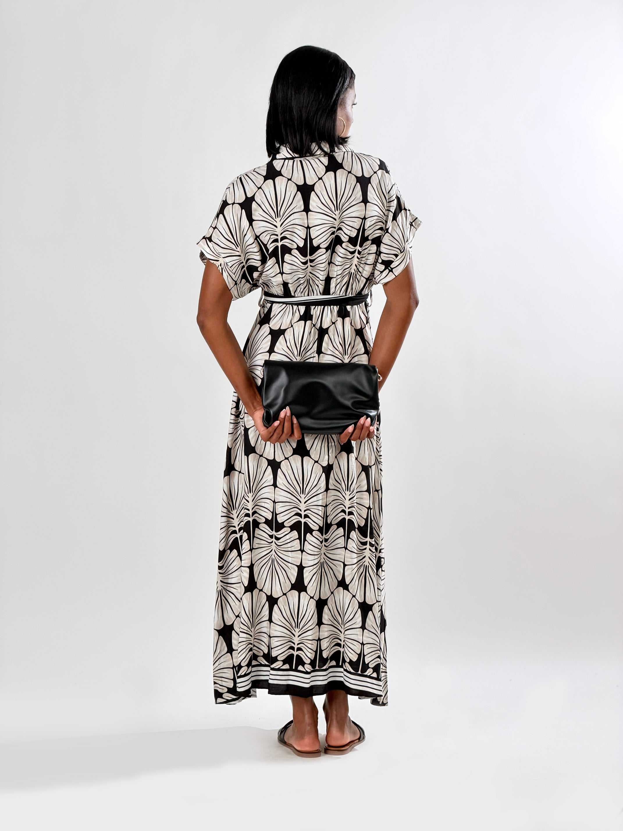 Vestito chemisier stampa Bloom|Colore:Nero