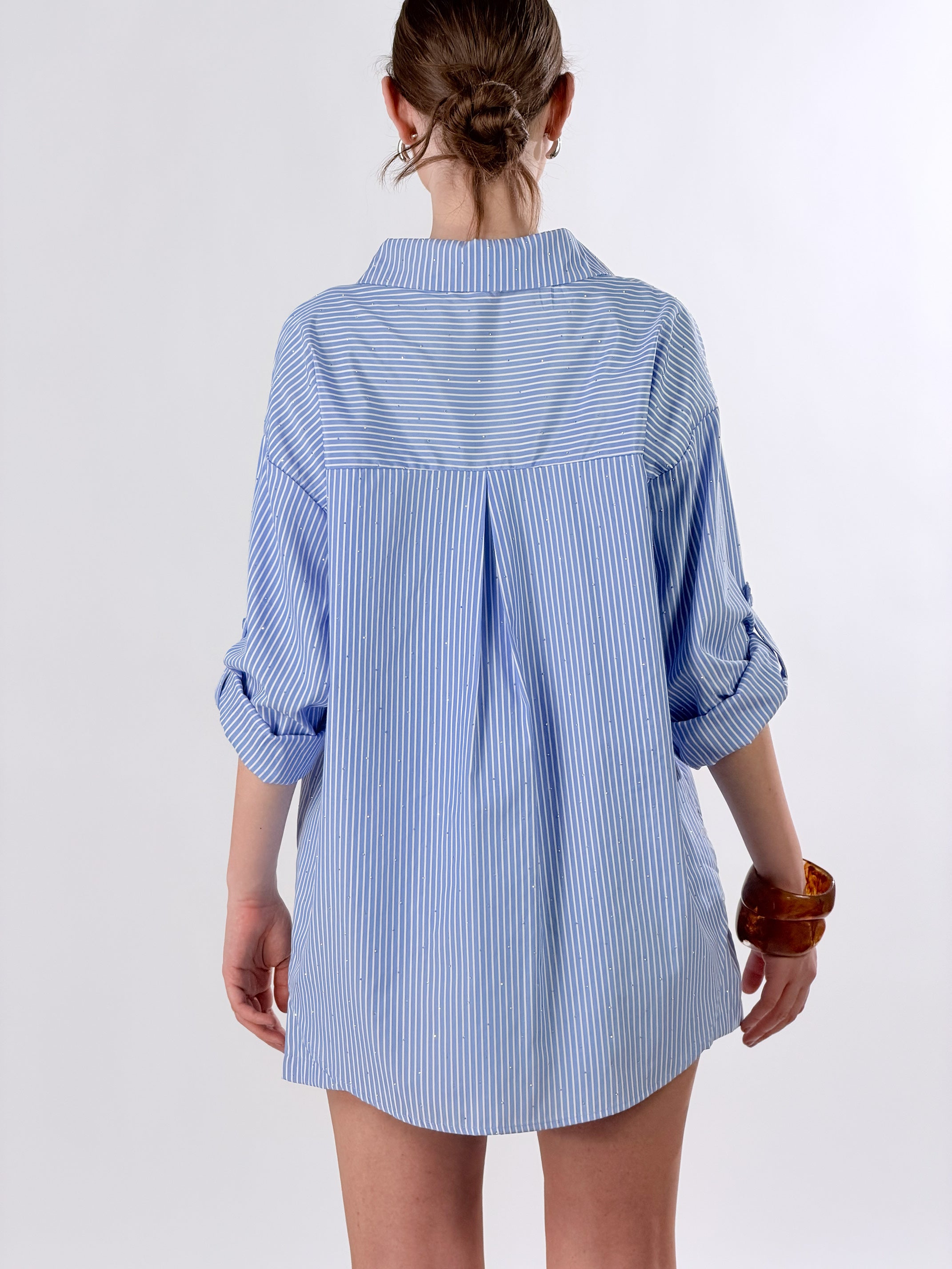 Coordinato mille righe con applicazioni effetto st|Colore:Celeste
