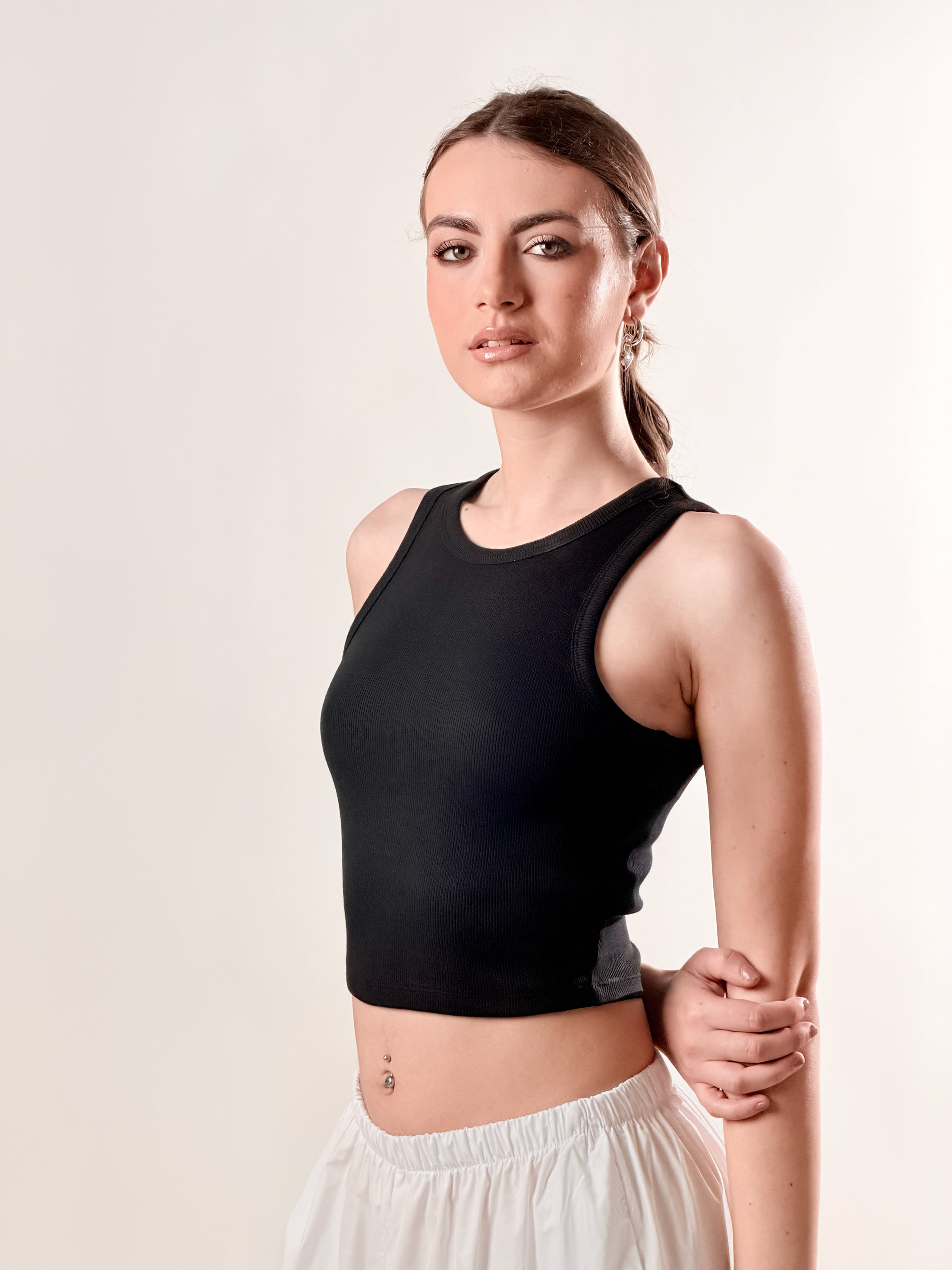 Canotta costina crop|Colore:Nero
