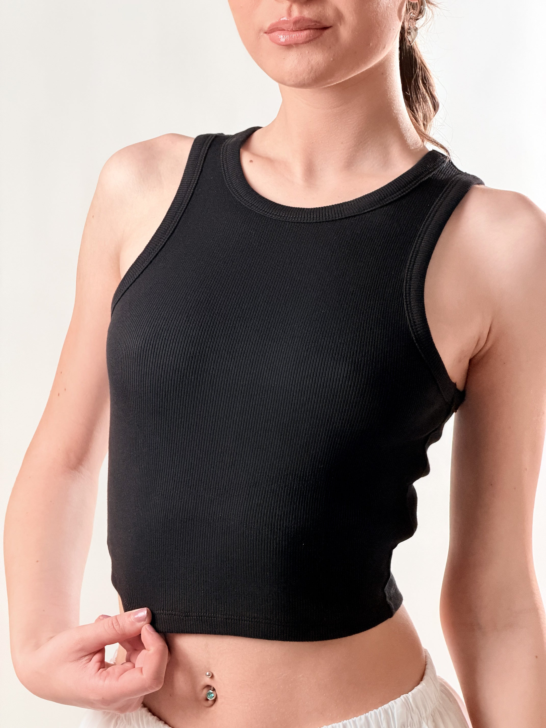 Canotta costina crop|Colore:Nero