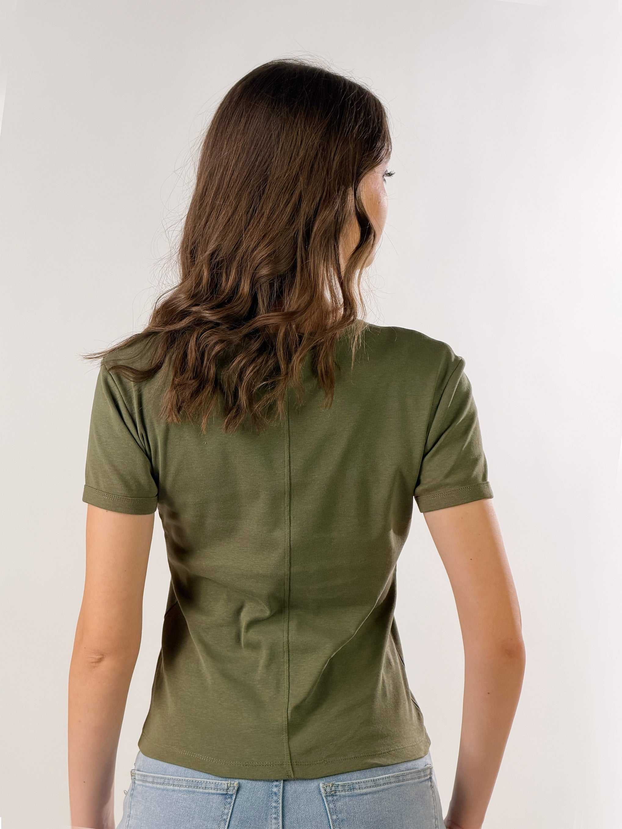 T-Shirt con cucitura posteriore|Colore:Salvia