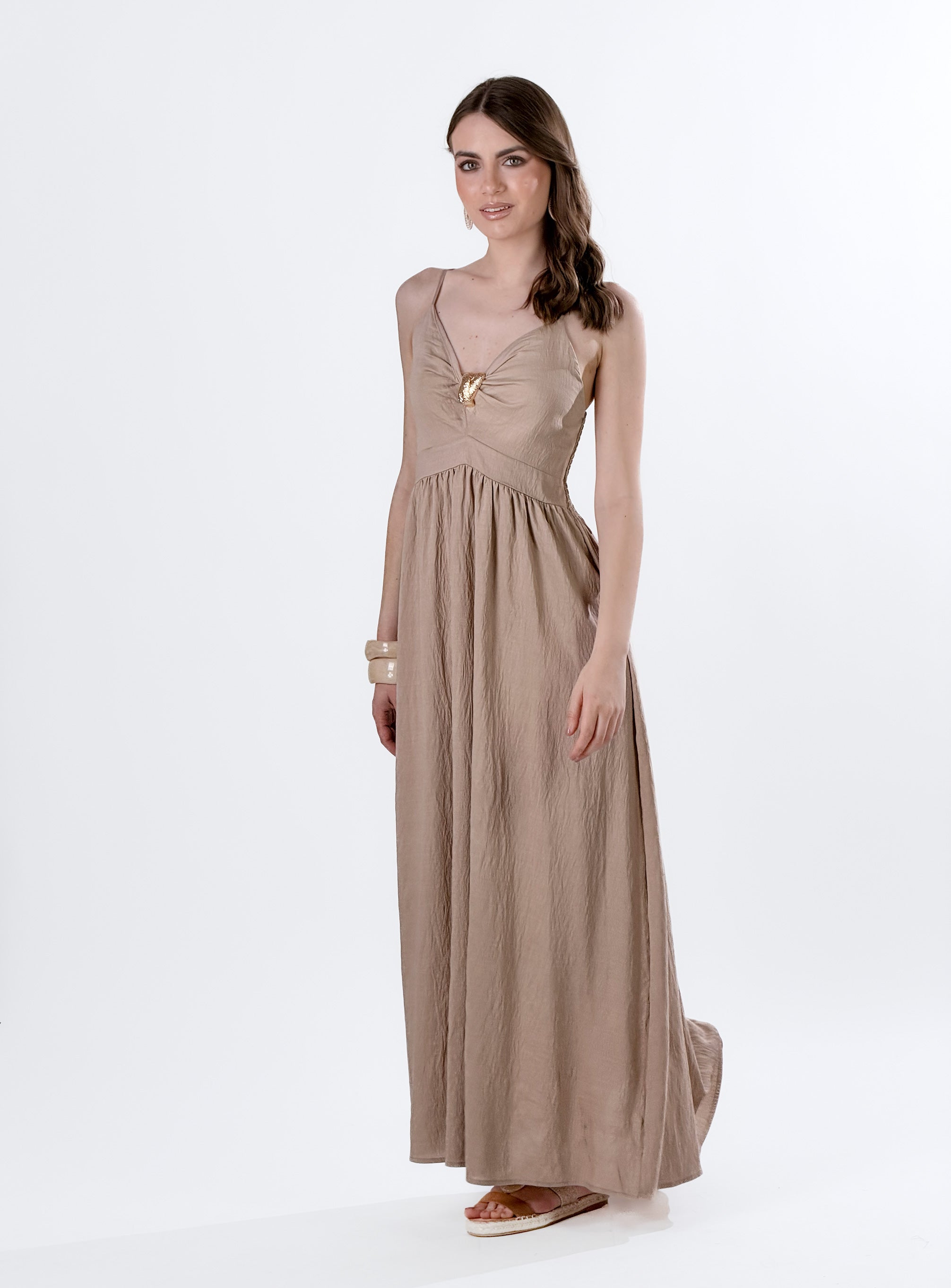 Vestito Allure con Accessorio oro|Colore:Beige